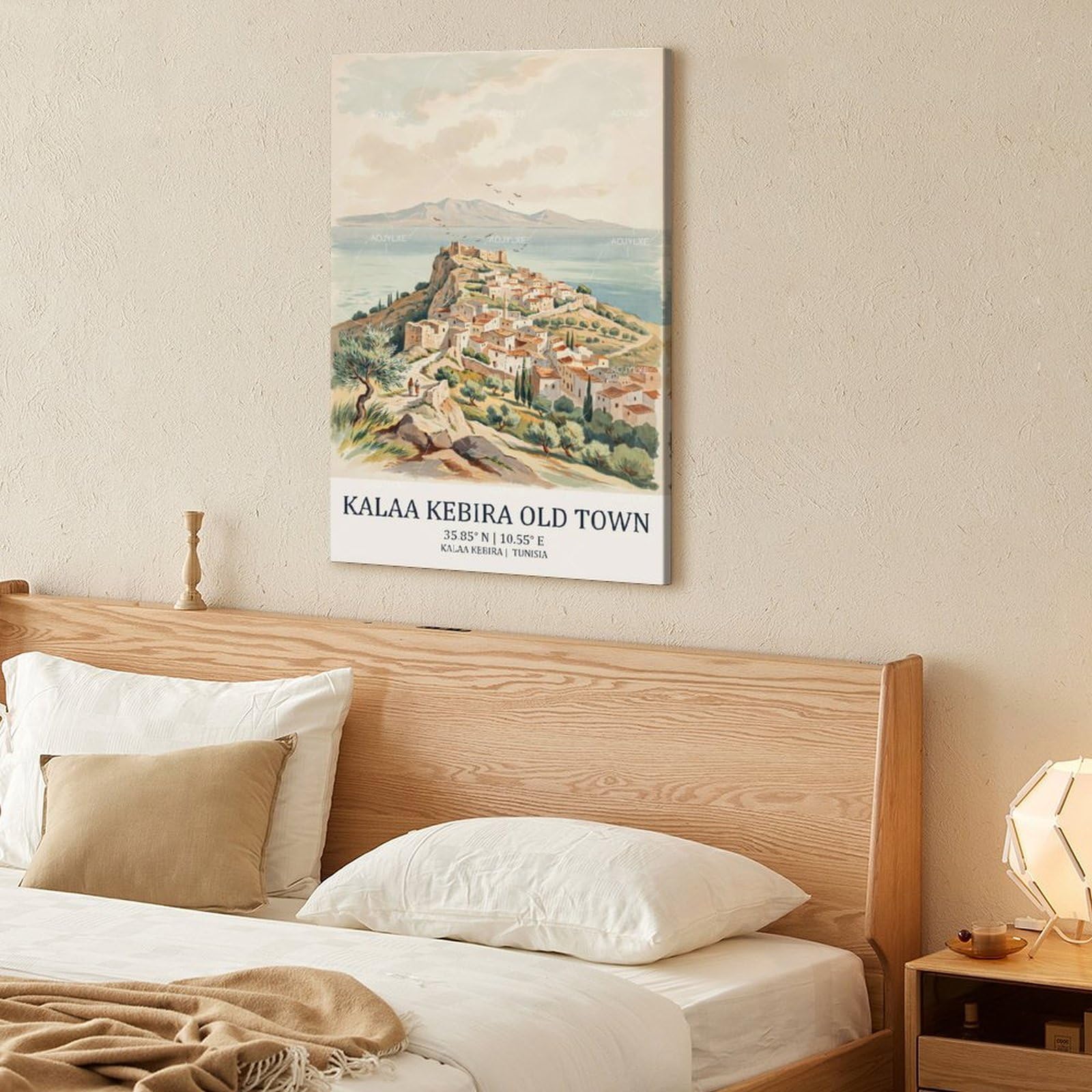 AOJYLXE Kalaa Kebira Old Town Tunisia Watercolor Travel Poster 61x91,4 cm