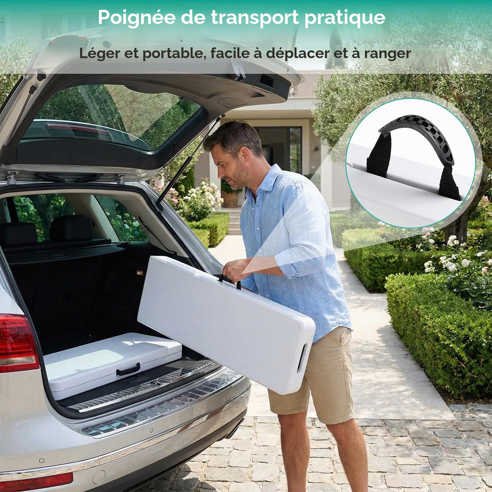 LIFERUN 2 pcs Bancs Pliables 183 cm,Banc de bière Pliant Camping avec poignée de Transport,Banc Pliable Camping Structure en Acier et Plateau en Plastique HDPE,pour Jardin Fête Barbecue Pique-Nique