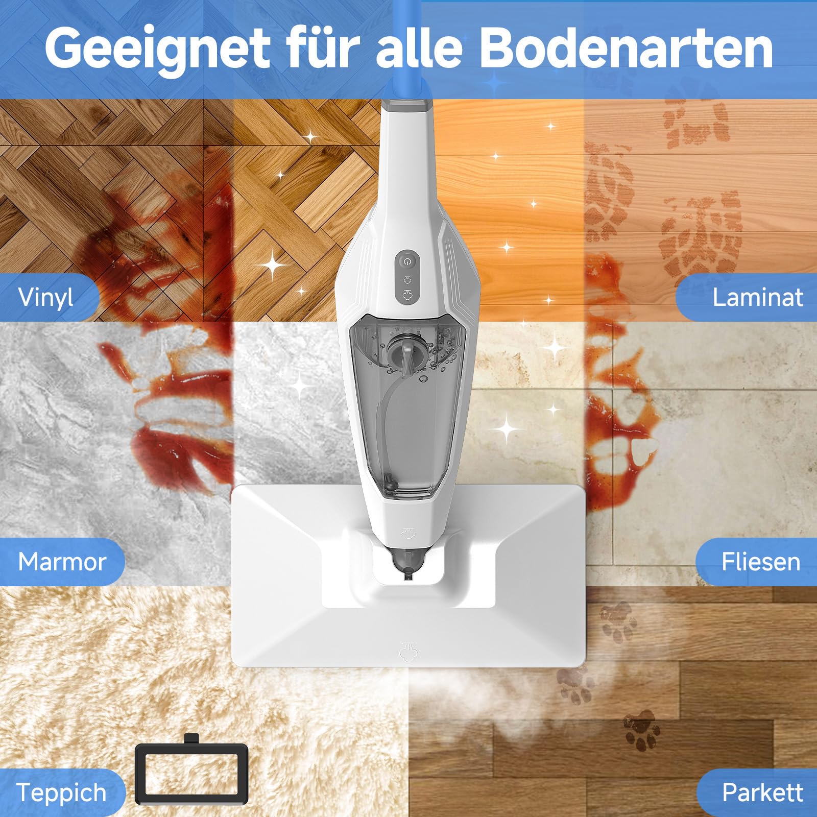 SENMO Dampfreiniger mit abnehmbarem dampfreiniger handgerät Grau