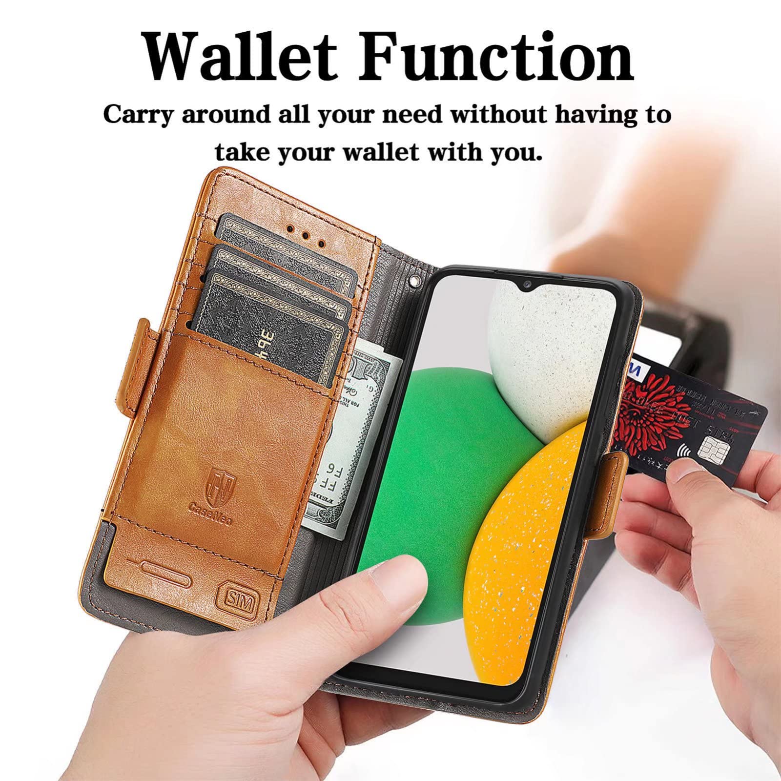 Asuwish Custodia Portafoglio Con Vetro Temperato Per OPPO A16 / A16S / A54s - Pelle Con 6 Slot Carte E Cinturino Da Polso