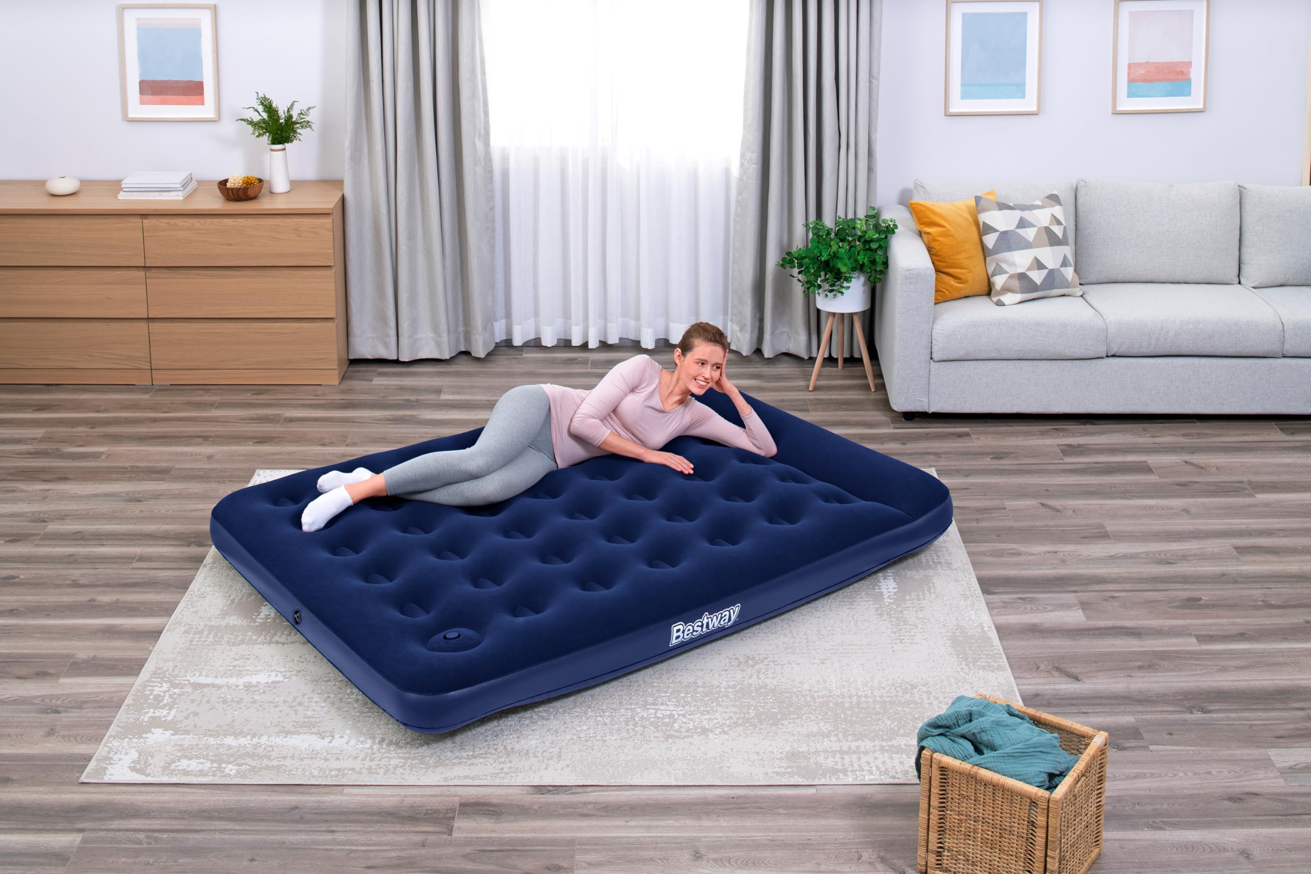 Bestway 67226-6 Materasso matrimoniale con pompa a pedale incorporata da 203x152x28 cm