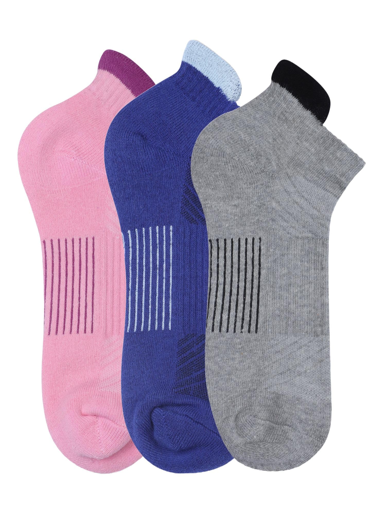 Women Terry Cotton Stripes Ankle Socks -Pack of 3(Assorted)-image-35