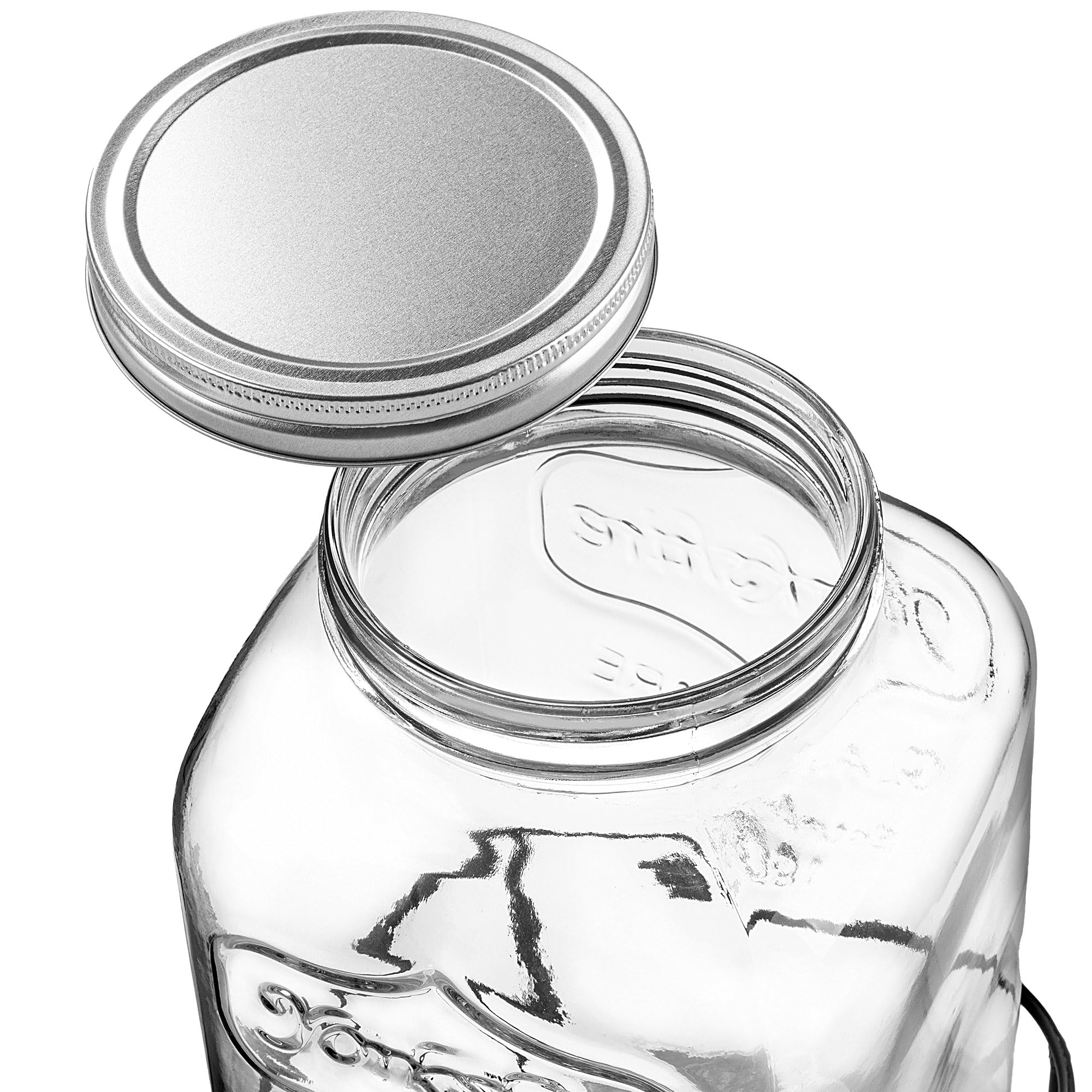 KADAX Distributore di bevande 4L con supporto, dispenser di succo in vetro, erogatore di acqua con rubinetto e coperchio, distributore di limonata, dispenser per bevande fredde (modello 3)