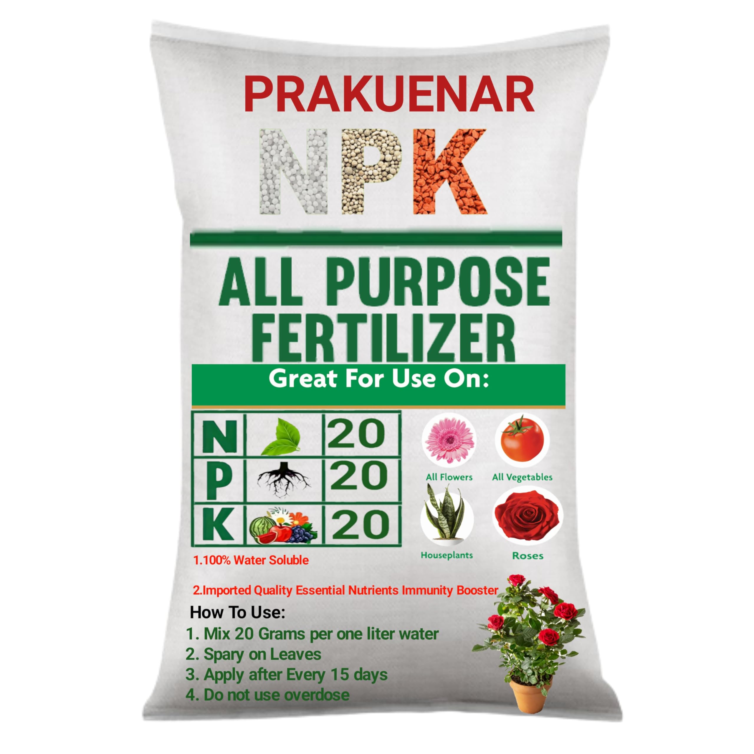 PRAKUENAR Npk 20 20 20 Manure For All Nurplants And Pot Plants Total Plant Food, Development Lift And Blossoming, Granules - 1 Kg (B0CB45NLHS) Amazon Price History, Amazon Price Tracker
