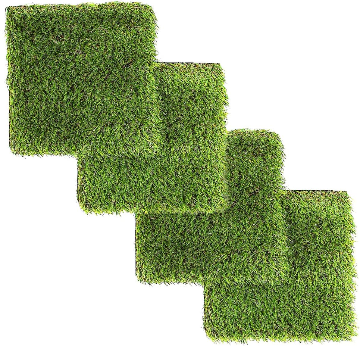 Artificial Grass Square Tiles - 12.2 x 12.2 Inch (4 Pack)