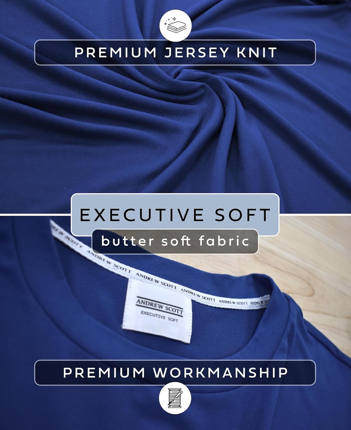 Andrew Scott Mens Executive Soft Pajama Set | 2 pc Crew Top & Drawstring Bottoms LoungeWear - Image 3