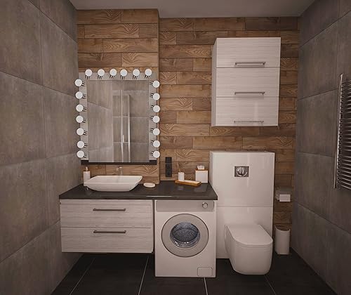 Miniatura 3 de DYSMIO Lighting - Tira de tocador de tres luces, accesorio de espejo estilo Hollywood con placas de níquel cepillado, accesorios de calidad de salón