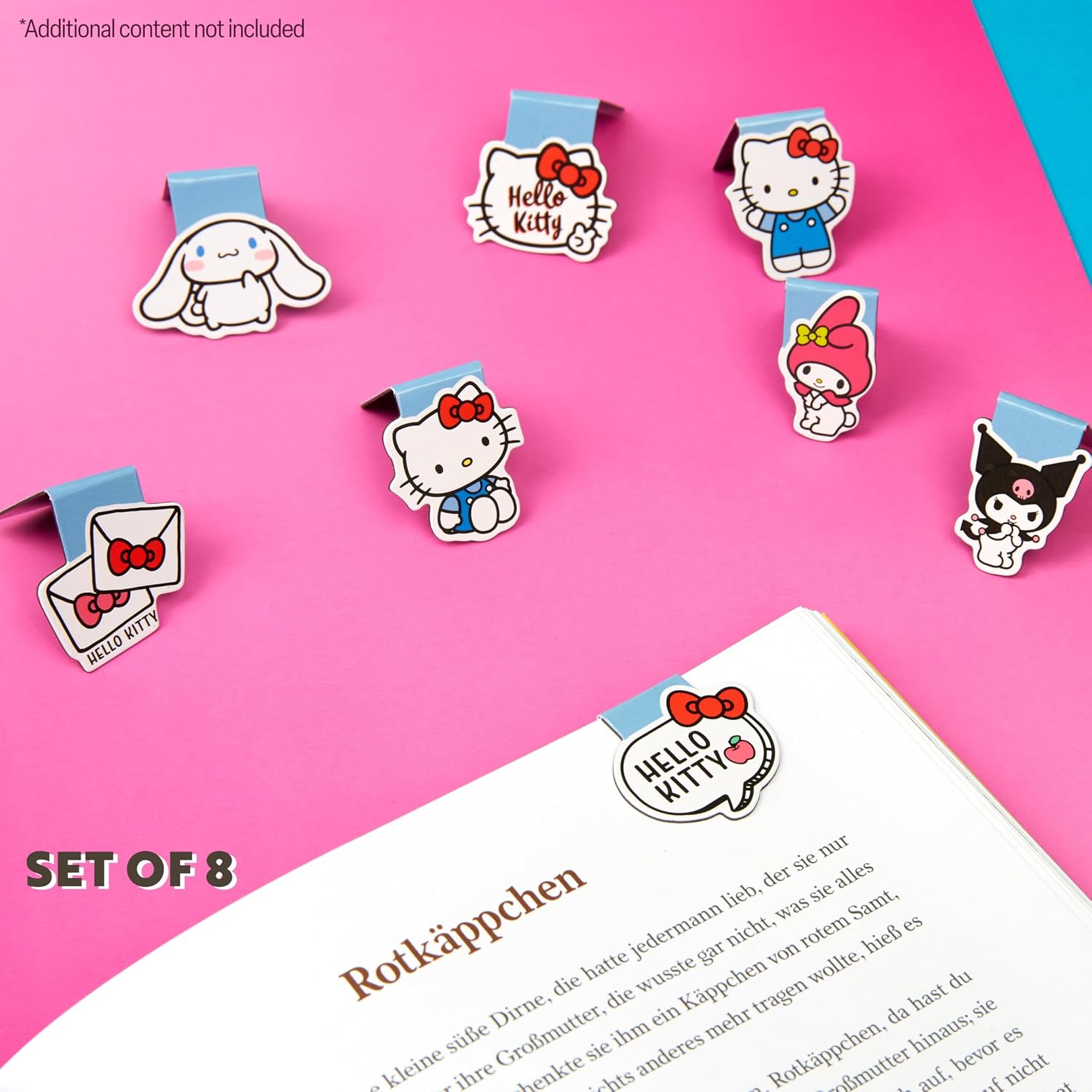 Hello Kitty Magnetic Bookmark Page Clip, School University Cute Reading Gifts (Blue 8 Pack) image 2