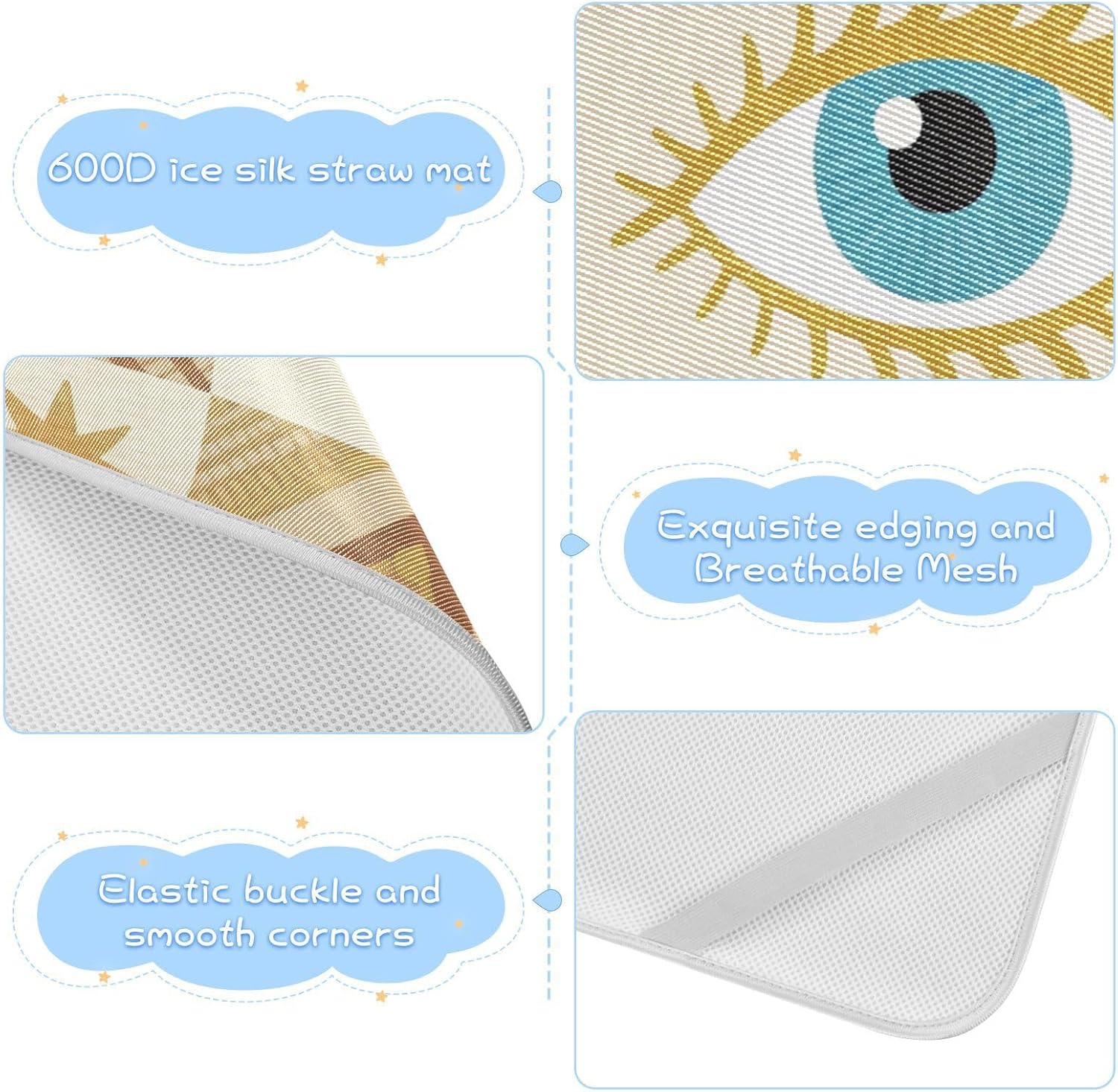 Boho Eyes Brown Plaid Cooling Baby Toddler Bed Mattress 28" x 52" Reusable Mattress Protector Pads for Baby&Toddler