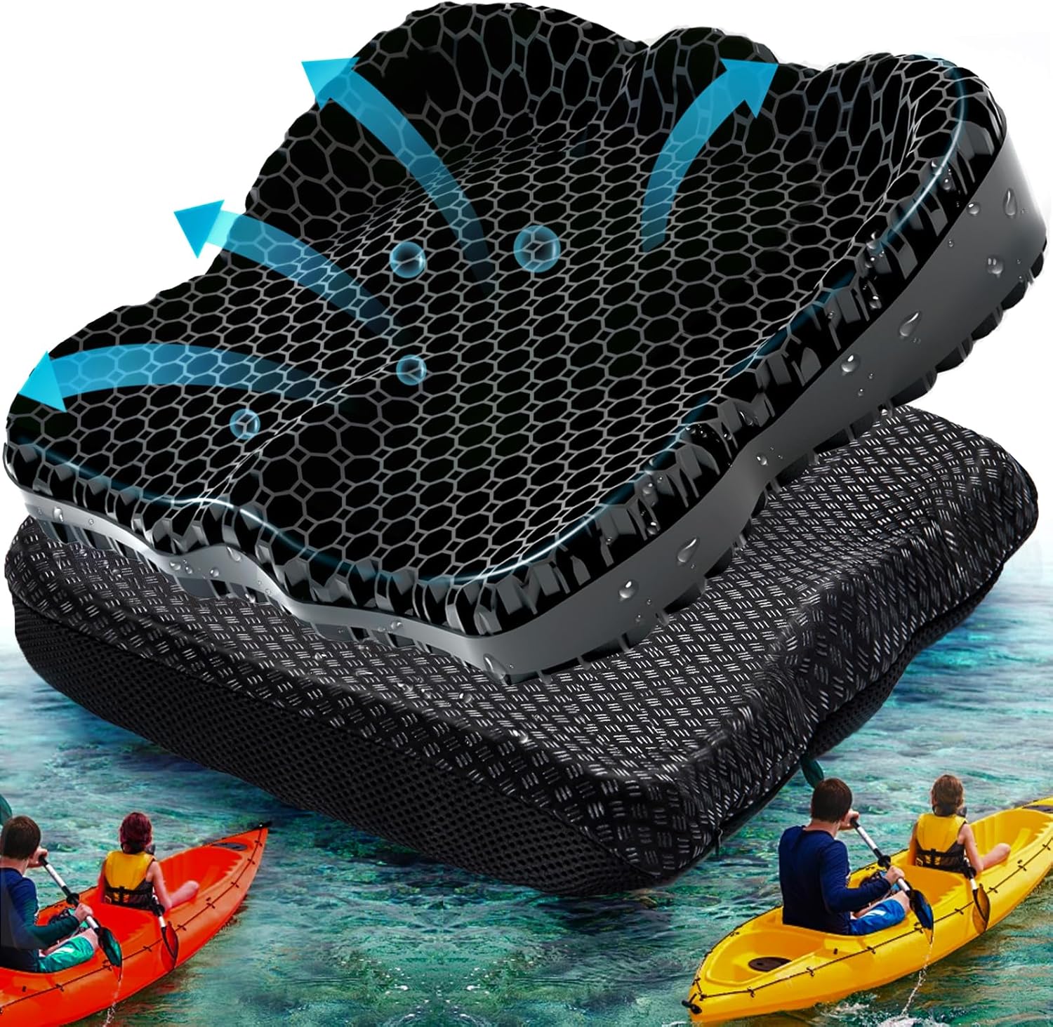Kayak Seat Cushion, Anti-Slip Kayak Seat Cushion – Double Thicken Gel Boat Cushion, Waterproof Kayak Gel Seat Cushion, Kayak Accessories for Fishing (Black) Kayak Seat Cushion, Anti-Slip Kayak Seat Cushion – Double Thicken Gel Boat Cushion, Waterproof Kayak Gel Seat Cushion, Kayak Accessories for Fishing (Black)