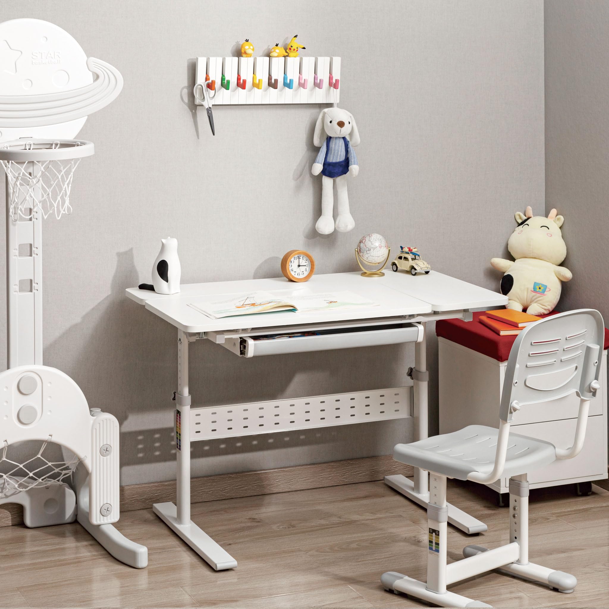 Toboli Escritorio Infantil 100x60cm Regulable en Altura e inclinación Ajustable por manivela