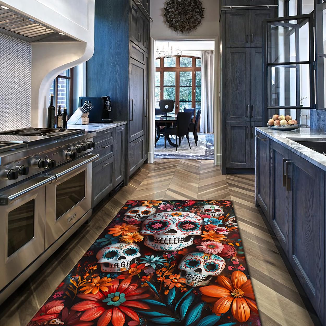 Boho Art 90 x 120 cm Rugs Launch Day Dead Skull Cukier Kolorowy Wzór Dzikie Kwiaty Dywan Podłoga Niskie Włosy Do Salonu Balkonu