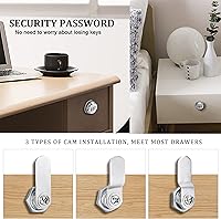 Vista 5 de CozyTower - Cerradura de combinación de números para archivador, cerradura de leva sin llave de 1-1/8 pulgadas para buzón de cajón de escritorio