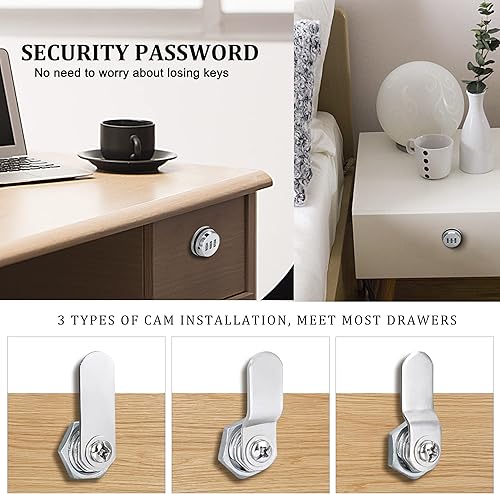 Miniatura 5 de CozyTower - Cerradura de combinación de números para archivador, cerradura de leva sin llave de 1-18 pulgadas para buzón de cajón de escritorio