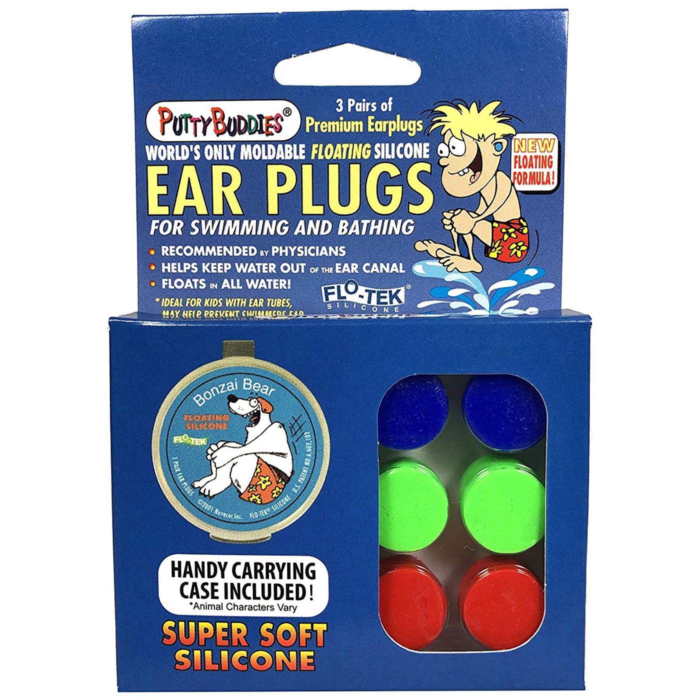 Putty Buddies (3 Pack) Floating (Blue,Green & Red, 1 Pack (3 Pairs))