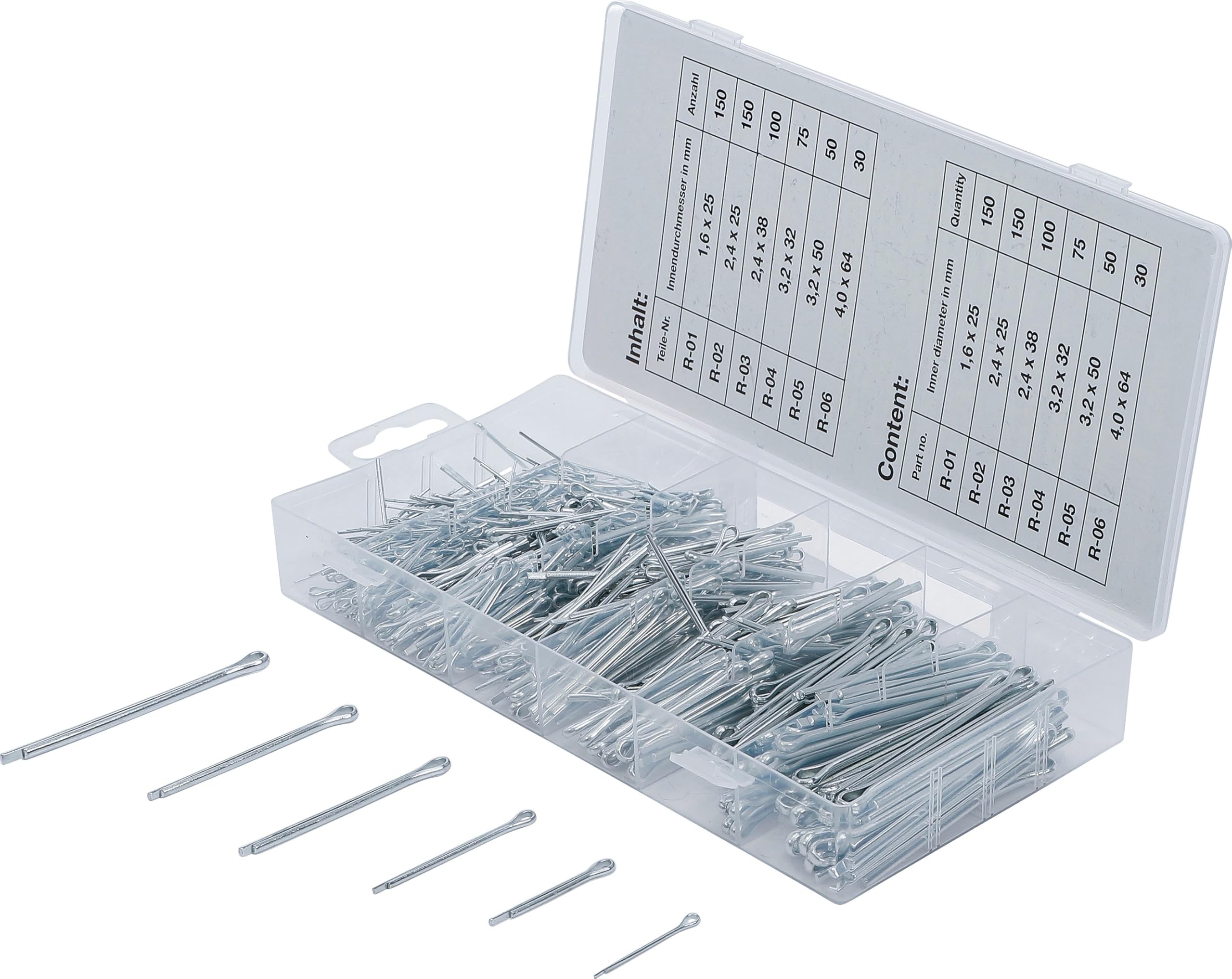 BGS 8048 | Splint Pin Assortment | Ø 1.6 - 4.0 mm | 555 pcs.
