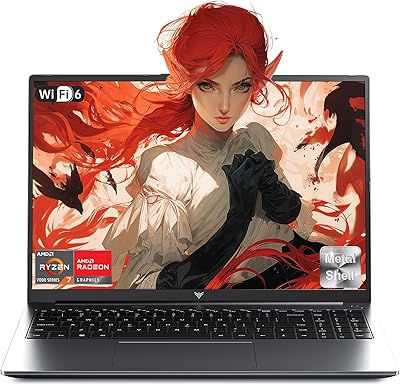 16″ PC Portatile Gaming Ryzen 7 H255 Fino a 4,9 GHz, 8 core 16 thread, 16 GB RAM DDR5 4800 MHz, SSD 512 GB, 1920 x 1200 FHD Display Computer Portatile, Tastiera Retroilluminata Laptop, WiFi 6