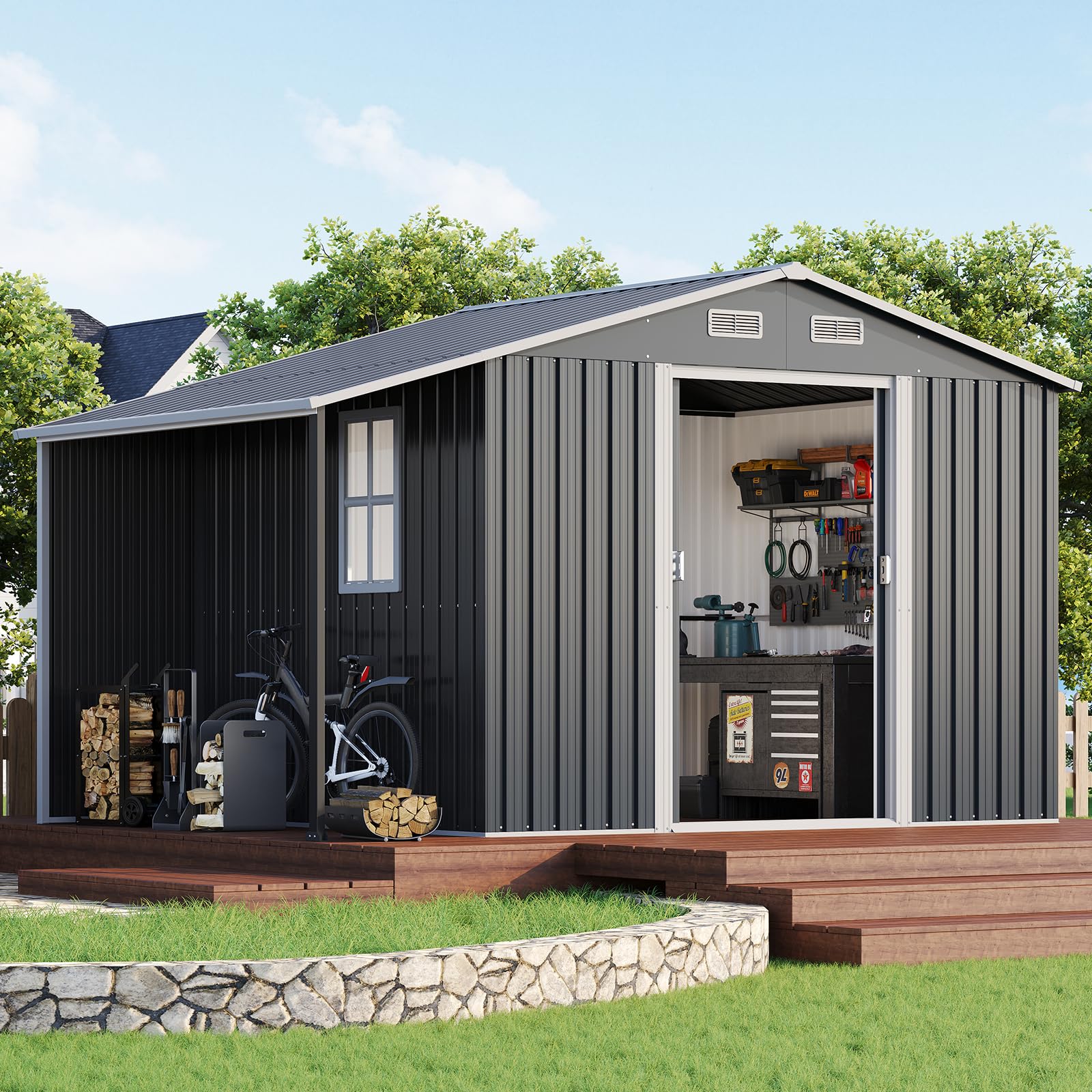 Amazon.com : Jocisland 10.6x6.8x6.3 FT Outdoor Storage Shed with