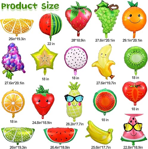 Miniatura 2 de 28 globos de frutas de verano para decoraciones de fiesta de frutas Tutti, globos de aluminio de aluminio para helio, globos tropicales de fresas y