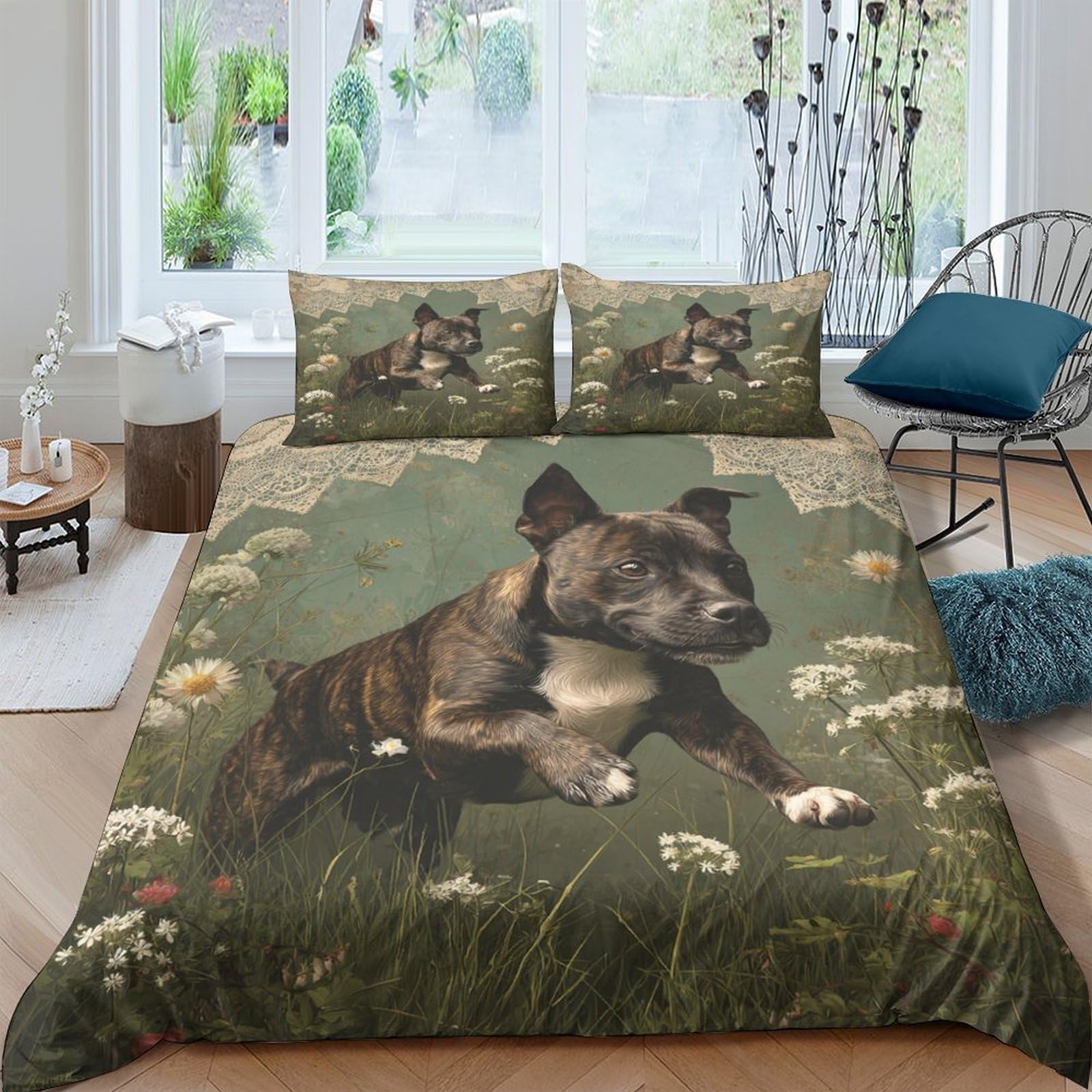 Ctjqhvkz Style-1 3D Printed Wild Wolf Fitted Sheet Microfiber Soft Animal Meadow Mattress Cover For Bedroom Guest Room Decor, Easy Care, Anti-Slip Single（135X200cm）