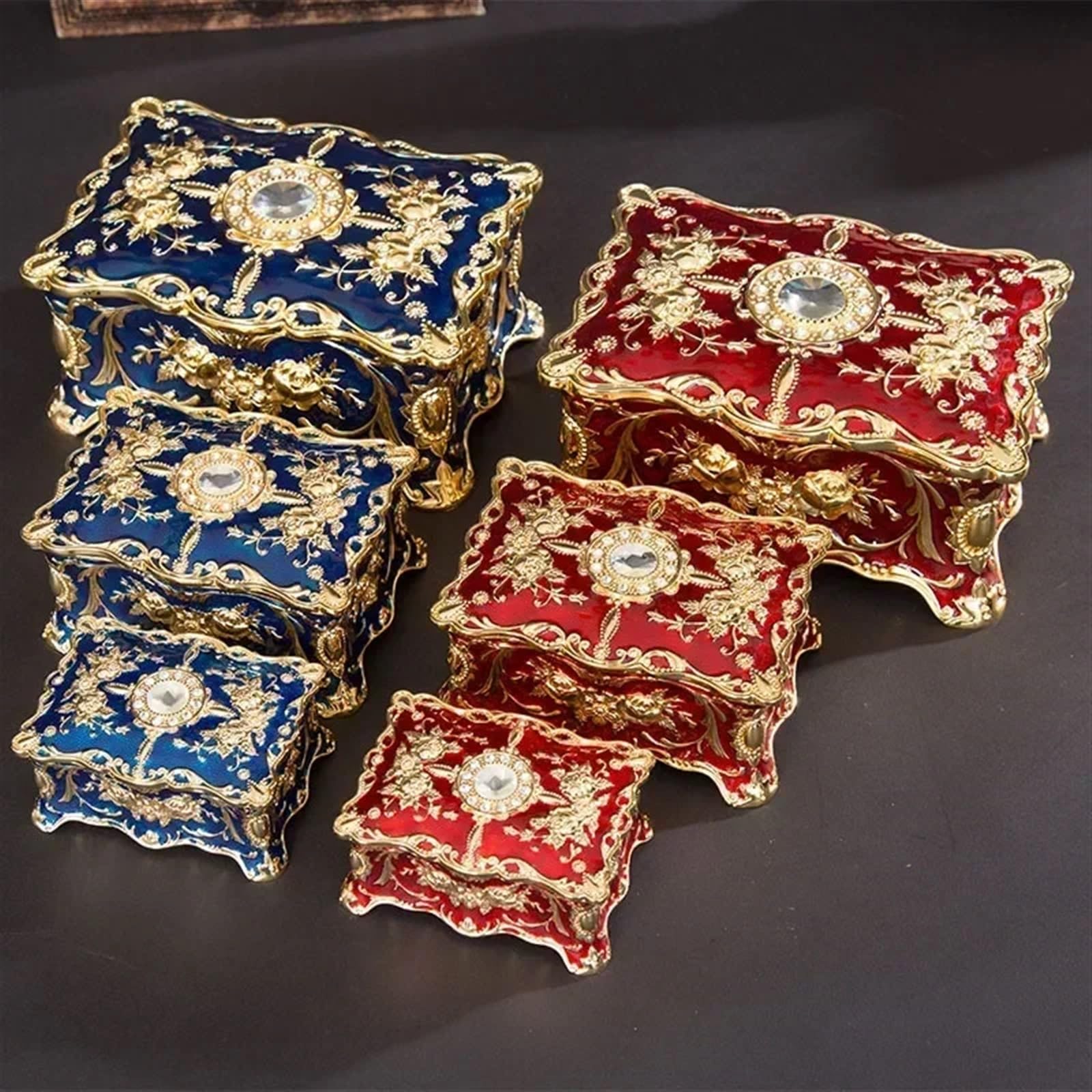 Skrzynia skarbów z zamkiem, Wielokolorowe pudełko na skrzynię skarbów, wiele rozmiarów(Red,9x6x4cm)