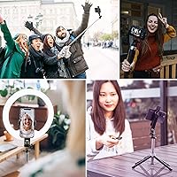 Vista 6 de Trípode para selfie, trípode extensible de 49 pulgadas para teléfono con luz LED dual y control remoto, para grabación de video/Gopro, compatible