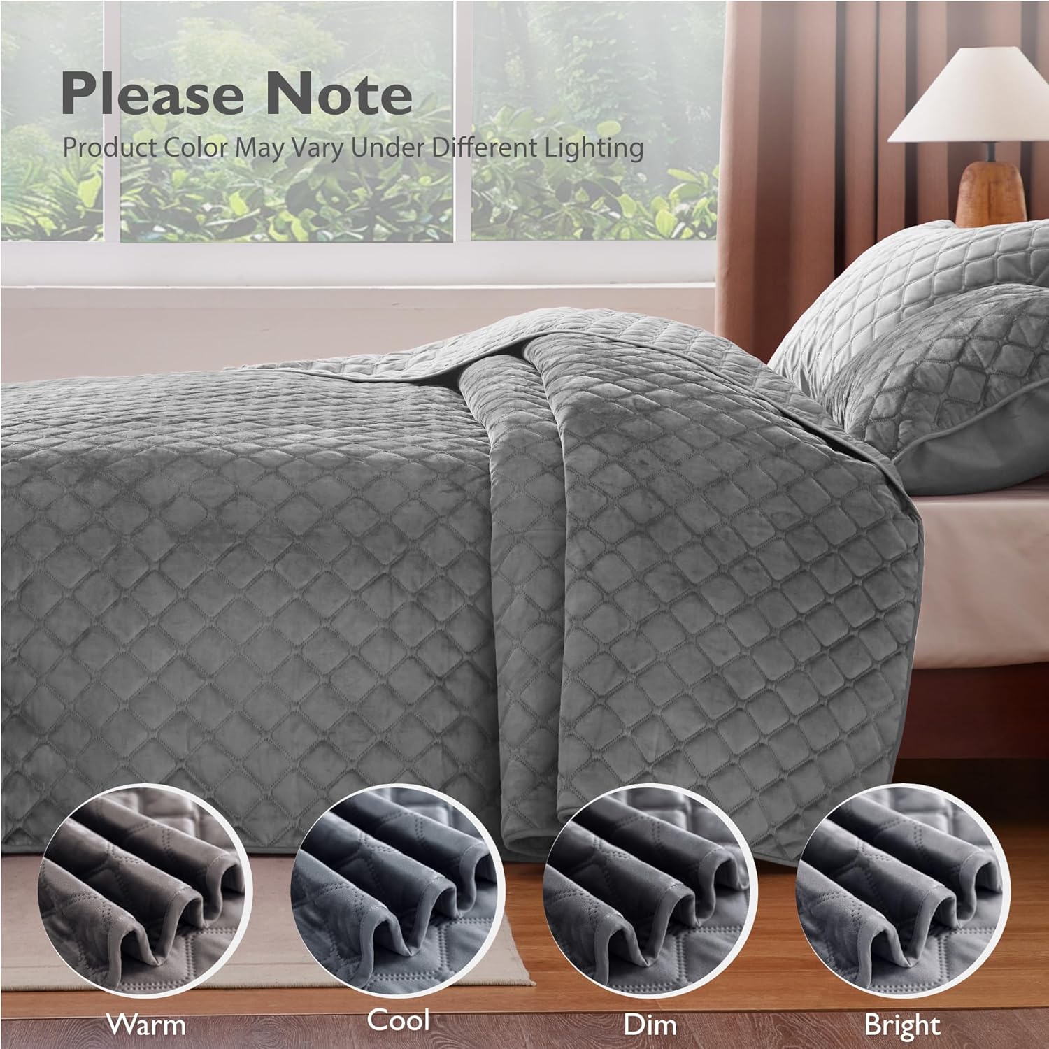ALPHA HOME Bedspread Coverlet Set Extra Queen Size Quilt Set, Elegant and Stylish 3D Air Layer Velvet Coverlet Set, Lightweight All Season Bedding Set(1 Coverlet, 2 Pillow Shams)