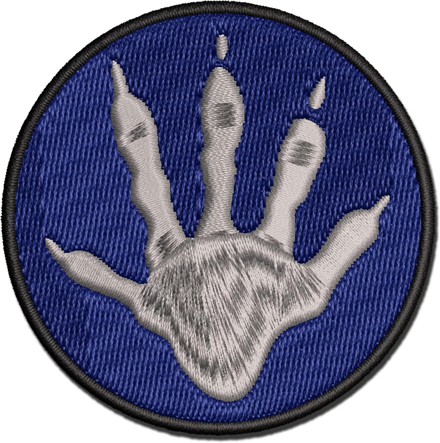 Raccoon Trash Panda Hand Print Multi-Color Embroidered Iron-On Patch Applique - Large 3.5 Inch