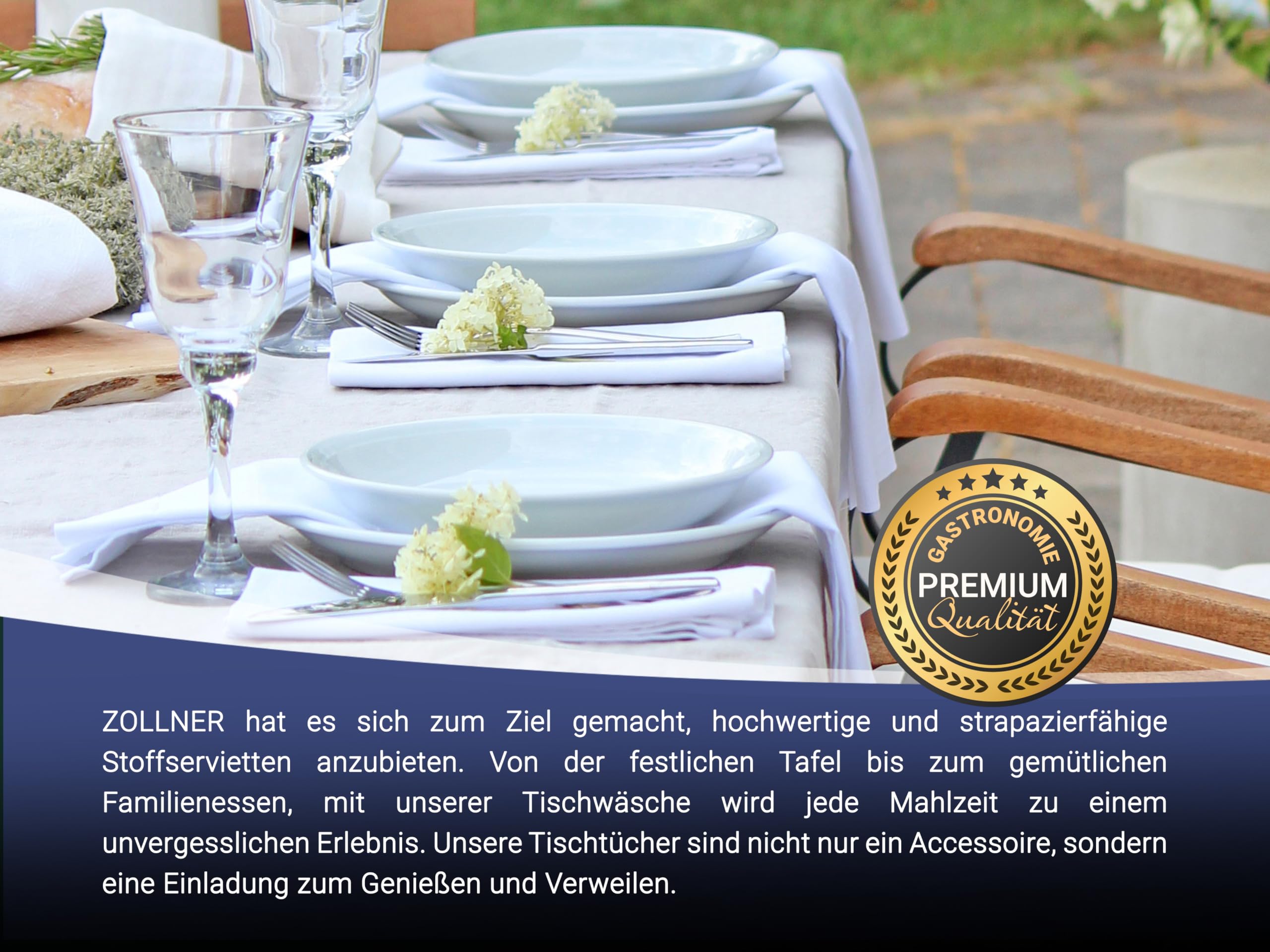 ZOLLNER 25er Set Mundservietten 100% Baumwolle, 50x50 cm, Weiß
