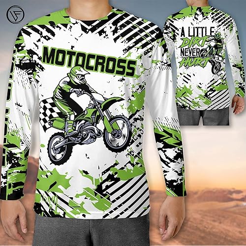 Miniatura 10 de LASFOUR Camiseta de motocross personalizada 3D para niños y jóvenes, camiseta de carreras de motocross para niños y jóvenes, camiseta de conducción