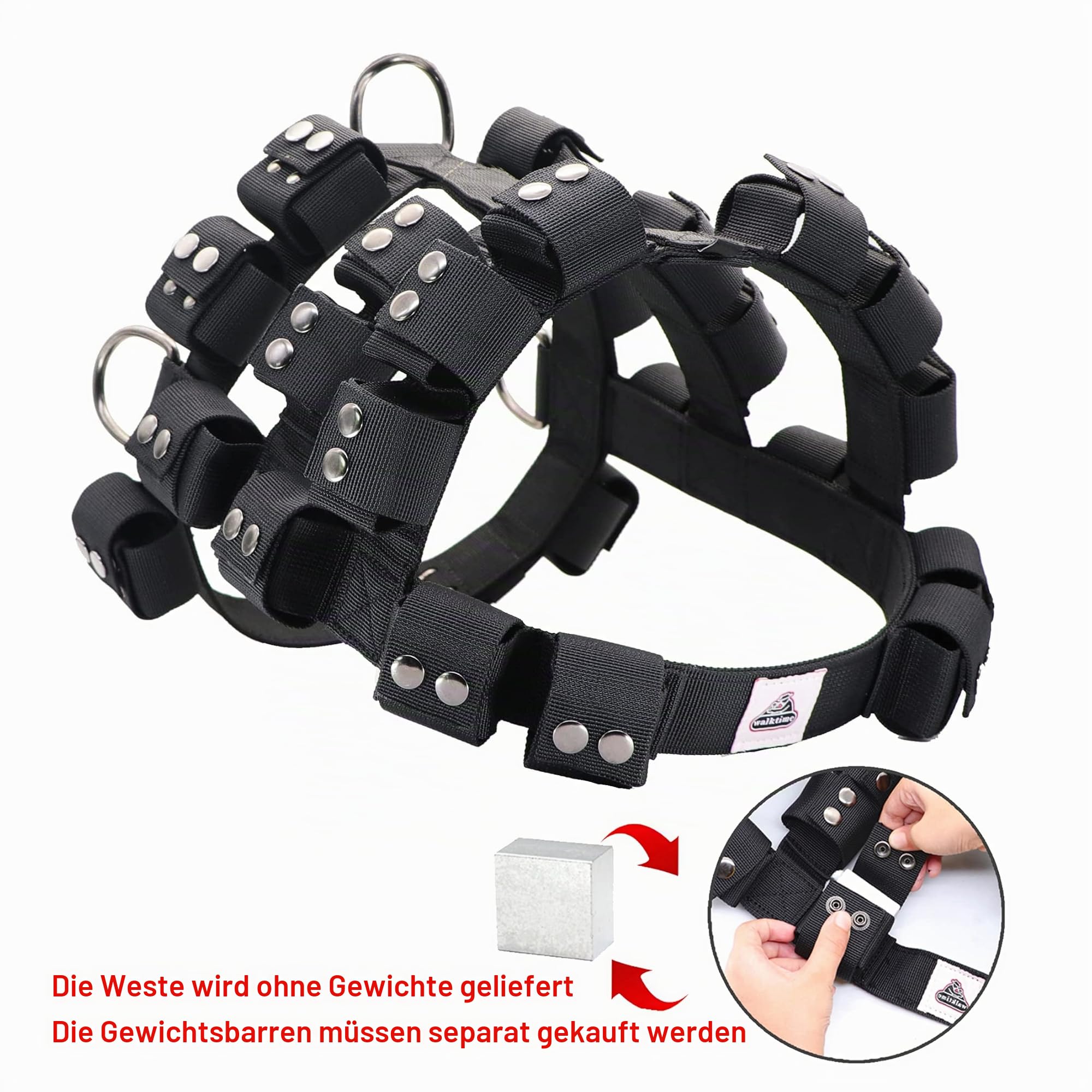 Hundegeschirr für Kleine Mittel Große Hunde No Pull, Hundegewichtsweste, Taktisches Hundegeschirr für Pit Bulls mit Taschen (Einstellbares Gewicht),Gewichtsverlust, Spazierengehen, Muskel