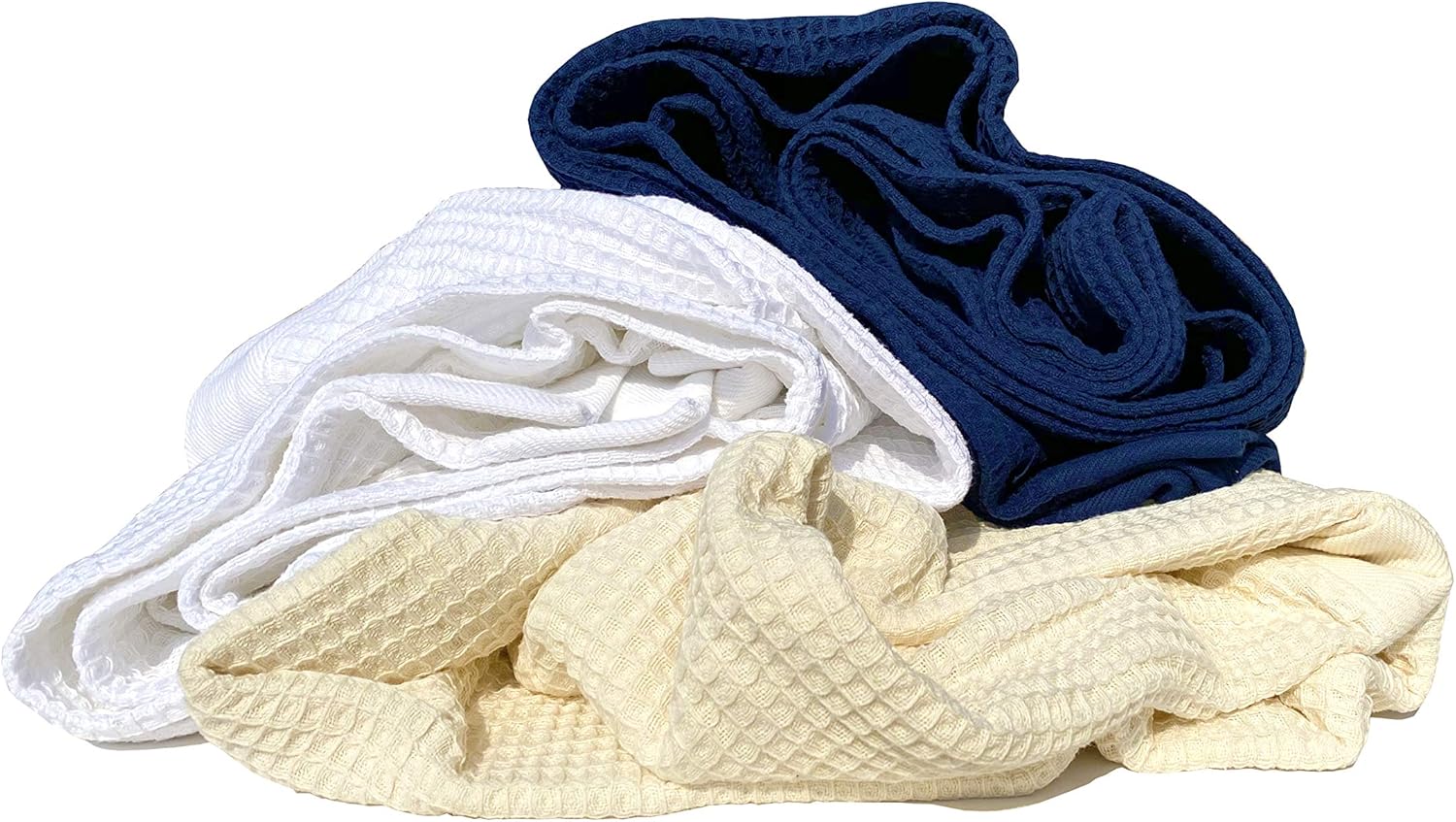 100% Soft Cotton Thermal Waffle Weave Throw Blankets - Size Queen (90 x 90), Navy