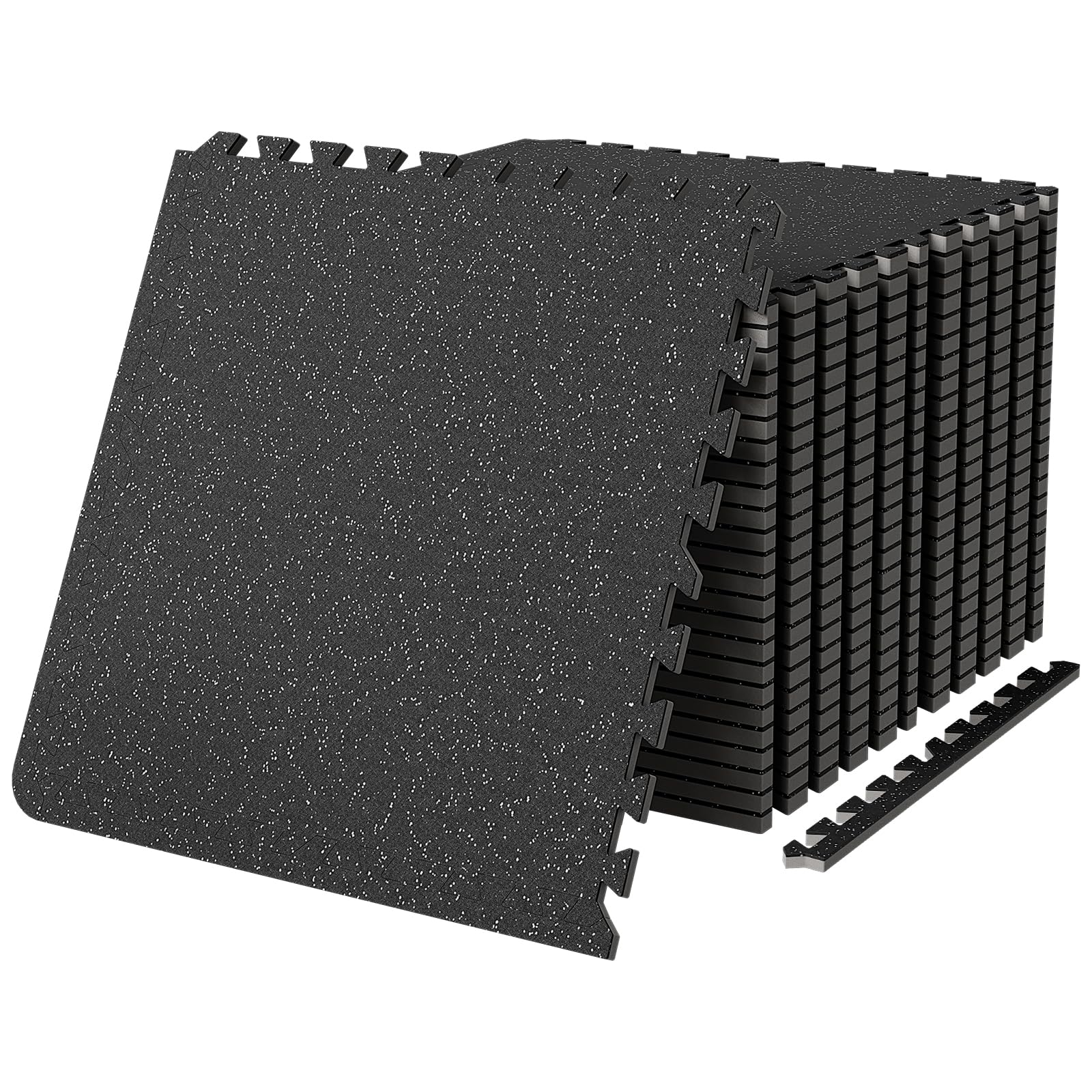 VEVOR Eva-Schaum-Fußmatten, Fitnessstudio-Bodenbelag-Set, 61 x 61 cm, Schwarz, 25-teiliges rutschfeste Ineinandergreifende Puzzle-Fliesen-Schutzboden Set für den Haushalt, Training, Garage