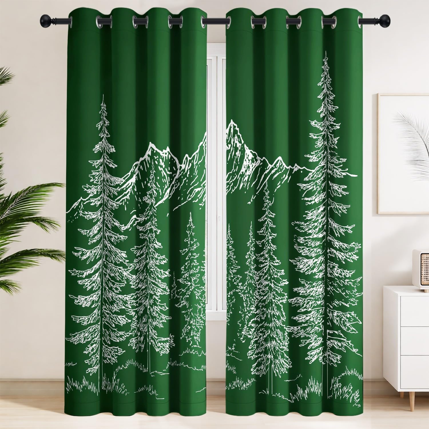 Rideaux occultants 140x220 cm vert pin pour tamiser la lumière de la chambre d'enfant