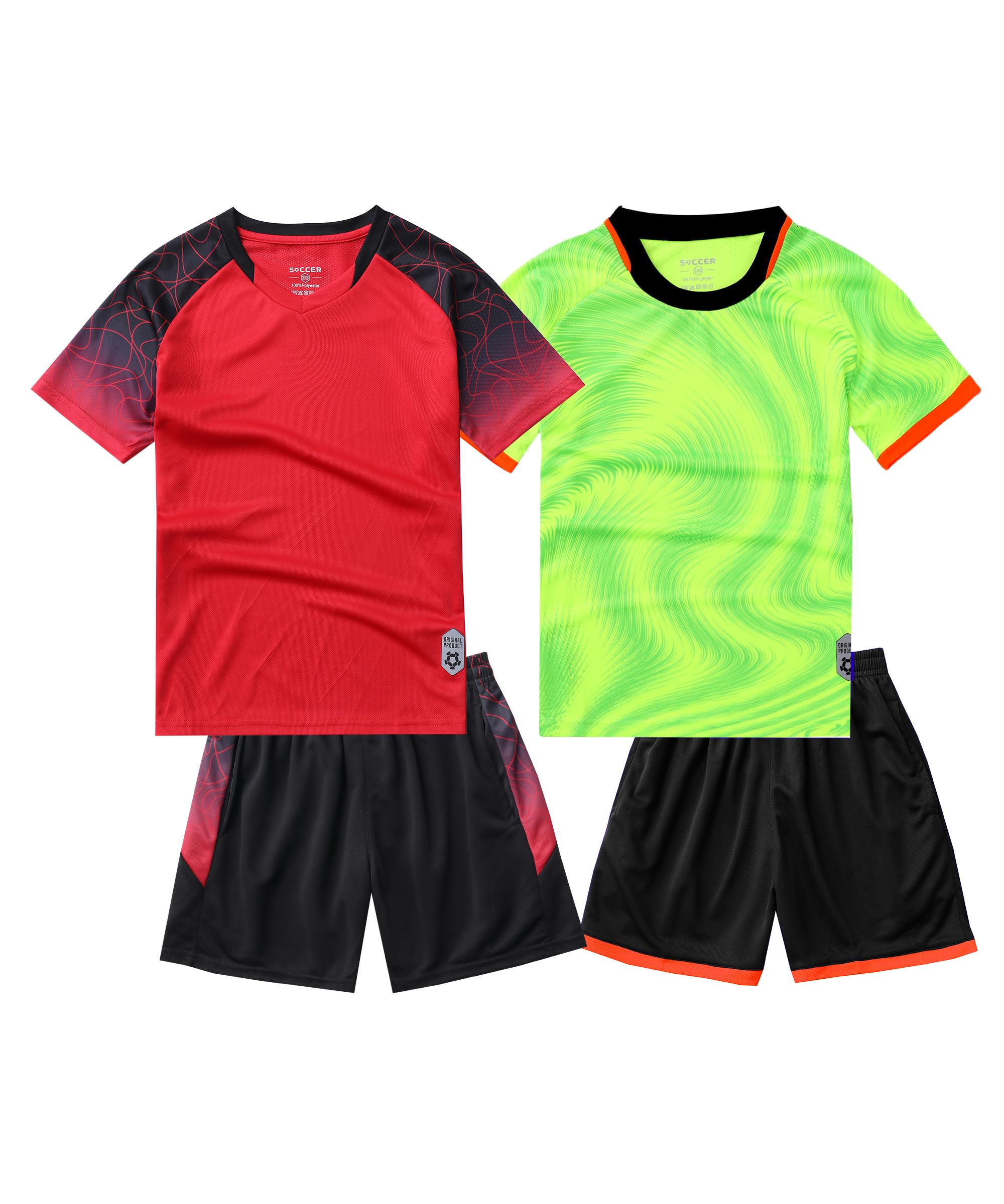 M2C Boys 2-Pack Jersey Soccer Knit Set Sport Team Uniform Shirt and Shorts