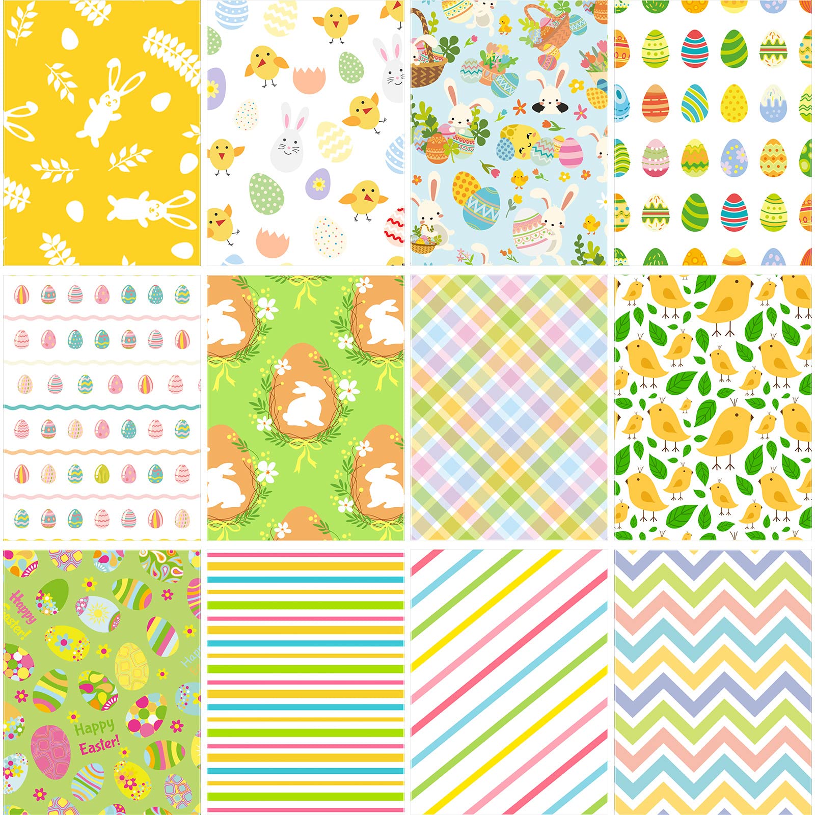 Photo 1 of 360 Sheets Easter Pattern Paper A5 Easter Bunny Rabbit Egg Craft Paper Holiday Decorative Origami Paper Construction Wrapping Paper Double Sided Scrapbook Paper 12 Patterns-- 2 items