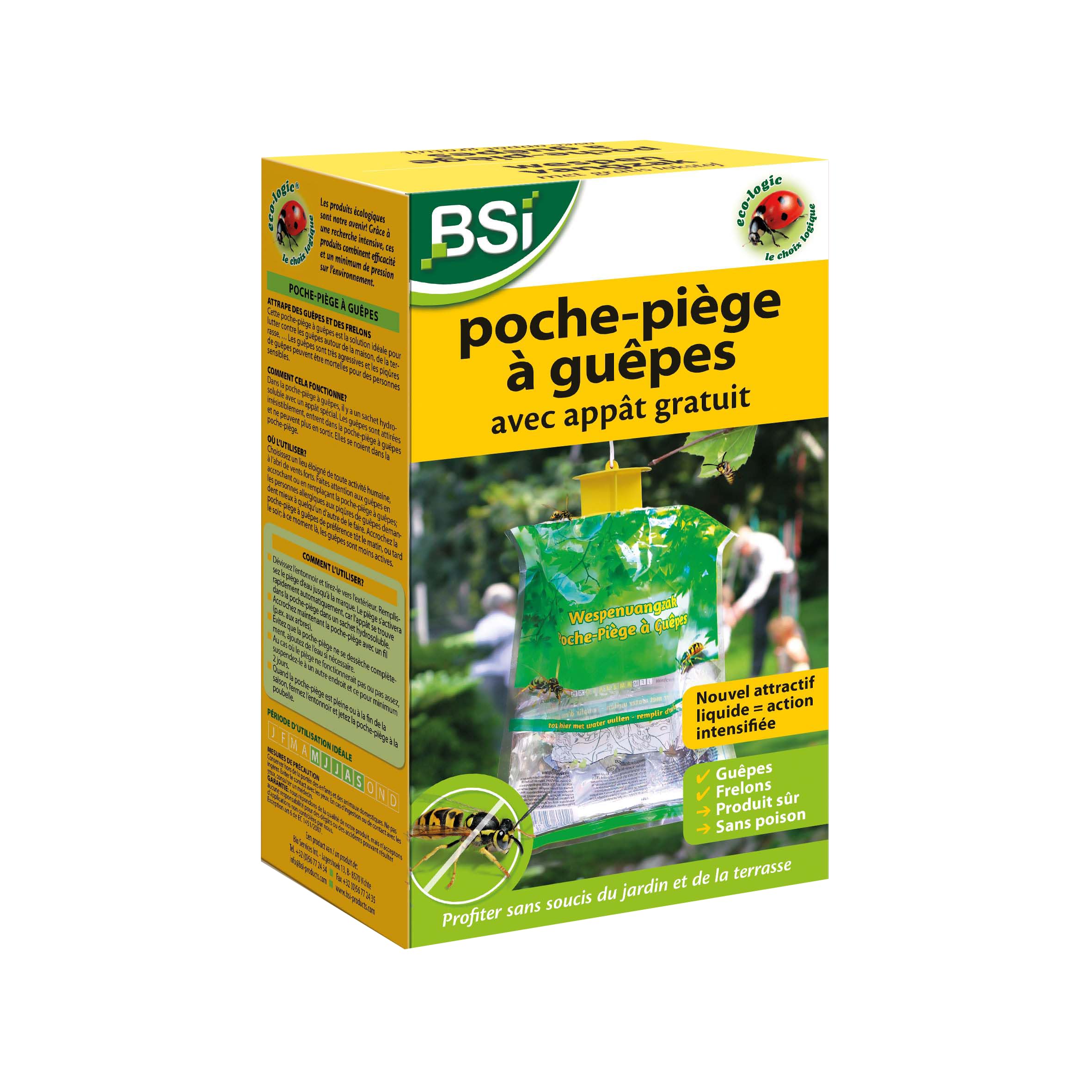 BSI - Poche-​Piège A Guêpes Et Frelons - Adapté Aux Frelons Asiatiques - Naturel - Avec Appât