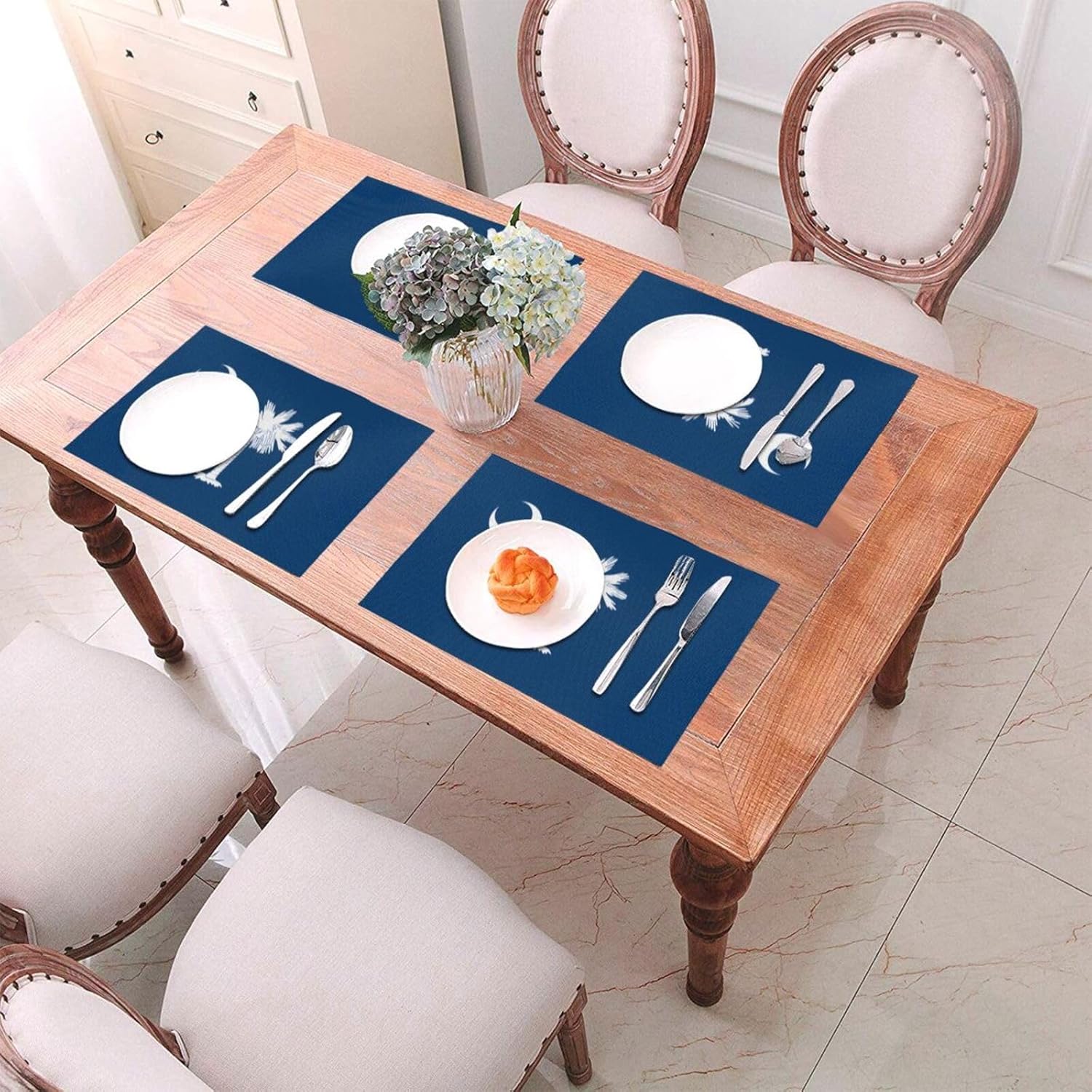 Woven Placemat 4 PCS 18x12 in Heat Resistant Non Slip Washable Table Mat South Carolina Flag Pattern