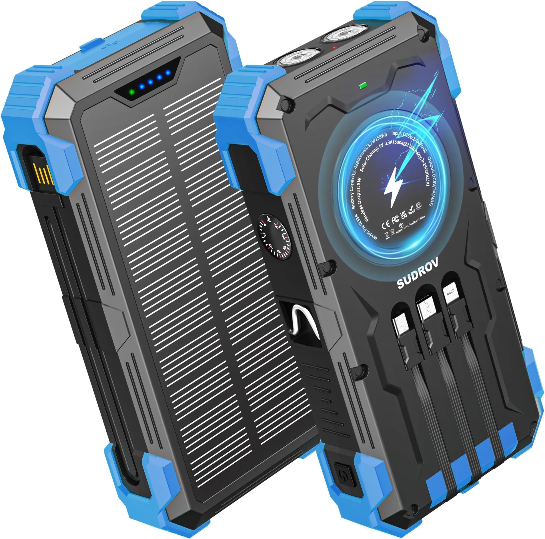 Wire Solar Charger Riapow Solar Charger Power Bank 26800mAh