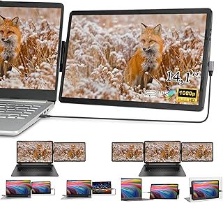 Laptop Monitor Extender, 14.1" Portable Monitor for Laptop FHD IPS Rotating Laptop Screen Extender Compatible with Mac, PC, Chrome & Windows, Mini HDMI Plug and Play Monitor for All Laptop Sizes