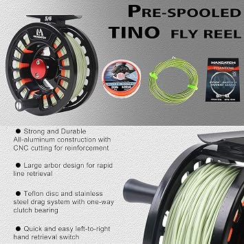 MAXIMUMCATCH Maxcatch Amigo Fly Fishing Rod and Reel Combo 9FT 4-Piece 4/5/6/7/8 Weight Complete Fishing Outfit