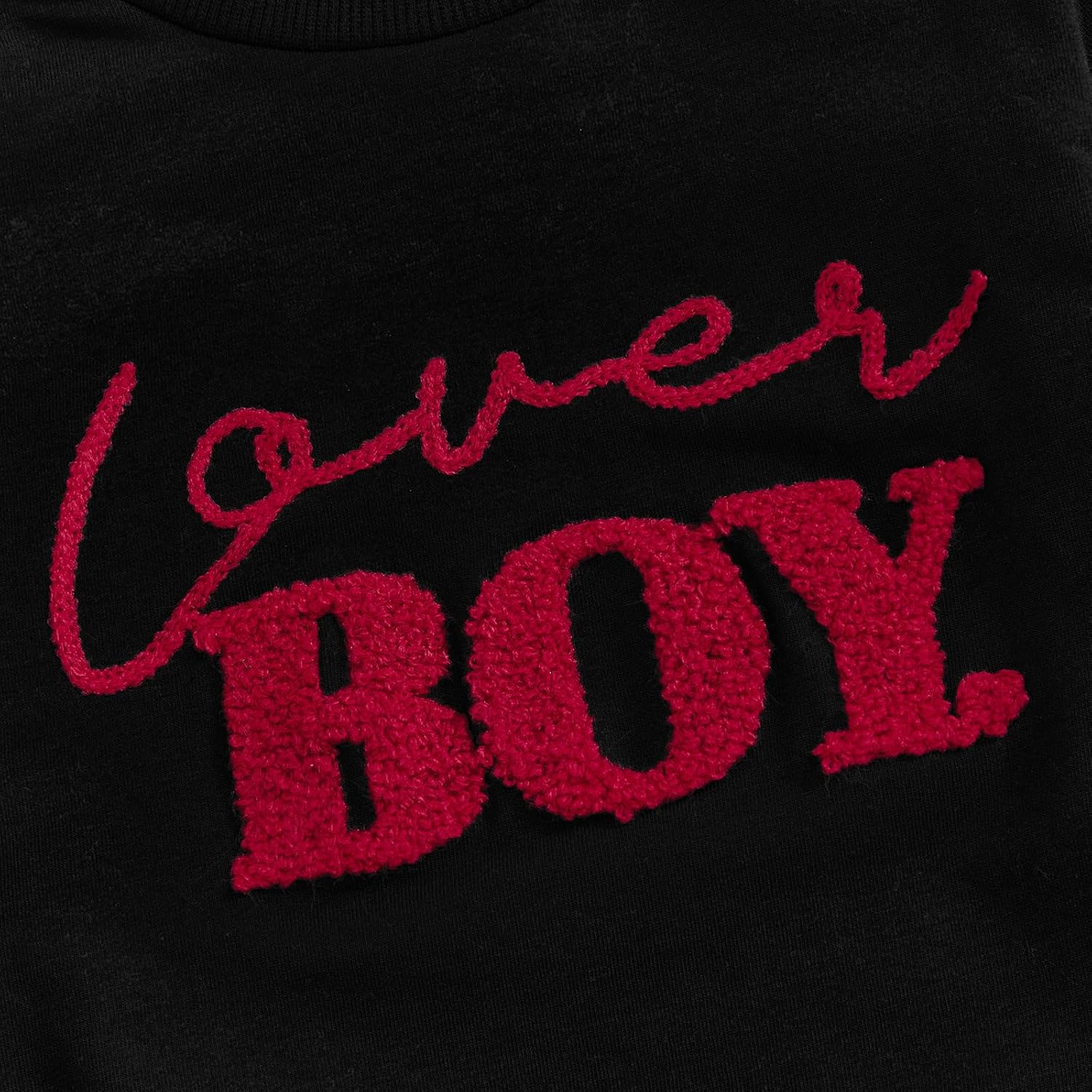 Karuedoo Toddler Baby Boy Valentines Day Outfit Lover Boy Embroidery Crewneck Sweatshirt and Pants Set Spring Clothes - Image 6