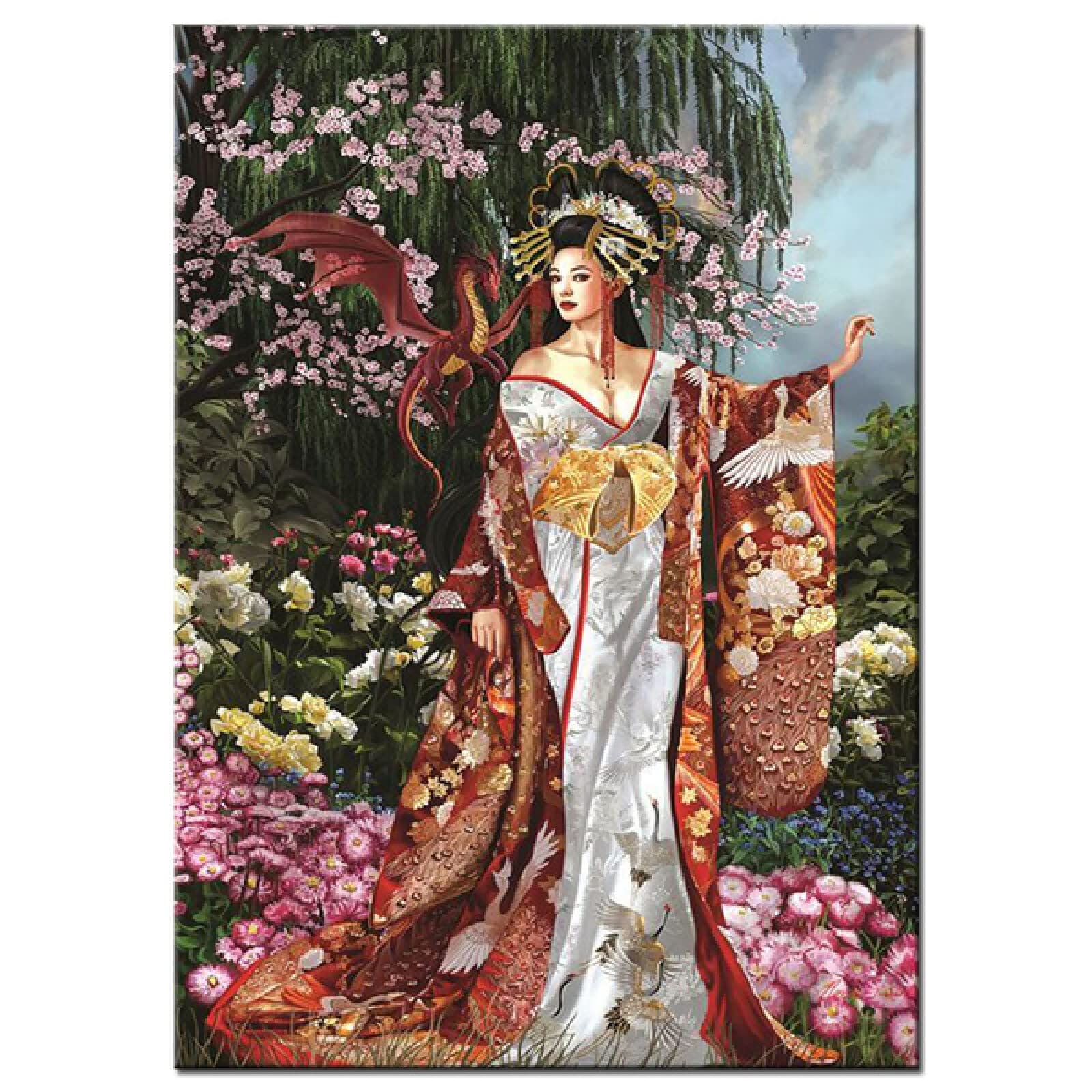 ZHXXFD 5D Diamond Painting Kits for Adults Kids Oriental Woman 40X60 Full Drill Round Large Diamond Art Embroidery Cross Stitch Kits,A9