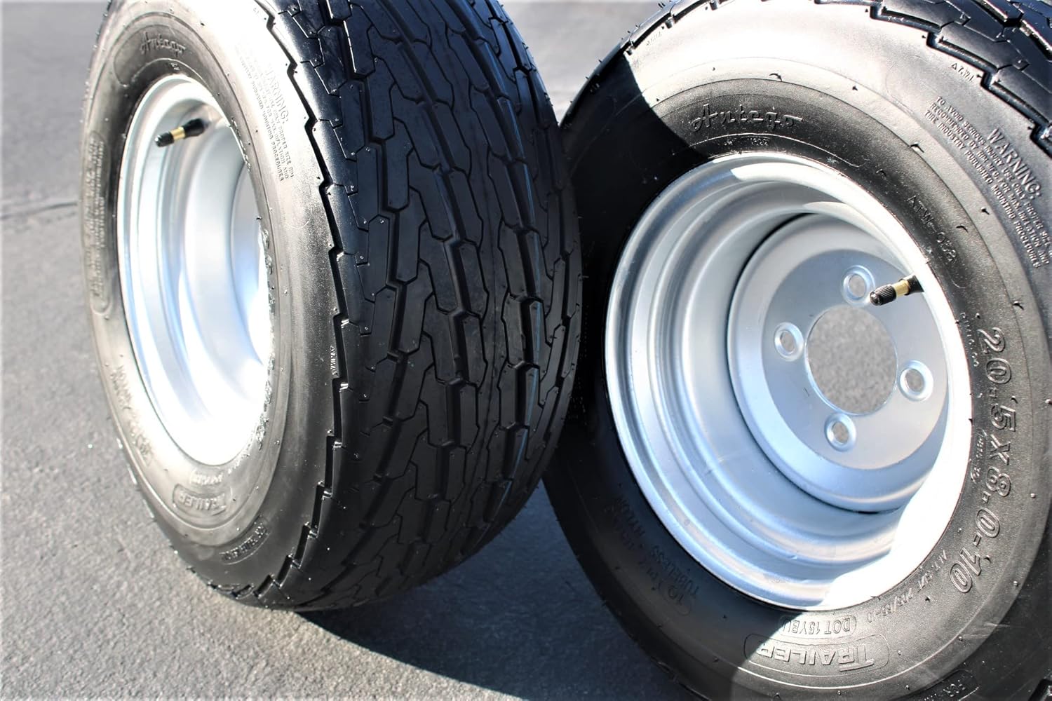 Antego Tire & Wheel (Set of 2) 205/65-10 20.5x8.0-10 10 Ply Load Range E Super Durable Trailer Tire Wheel Assembly - 4 Lug Galvanized Rims