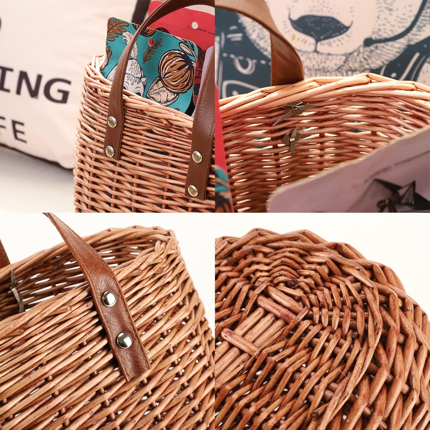 YAHUAN Summer Purse Straw Bag for Women Hand-woven Wicker Purses Rattan Tote Straw Handbag Wicker Beach Bag for Women - Image 2