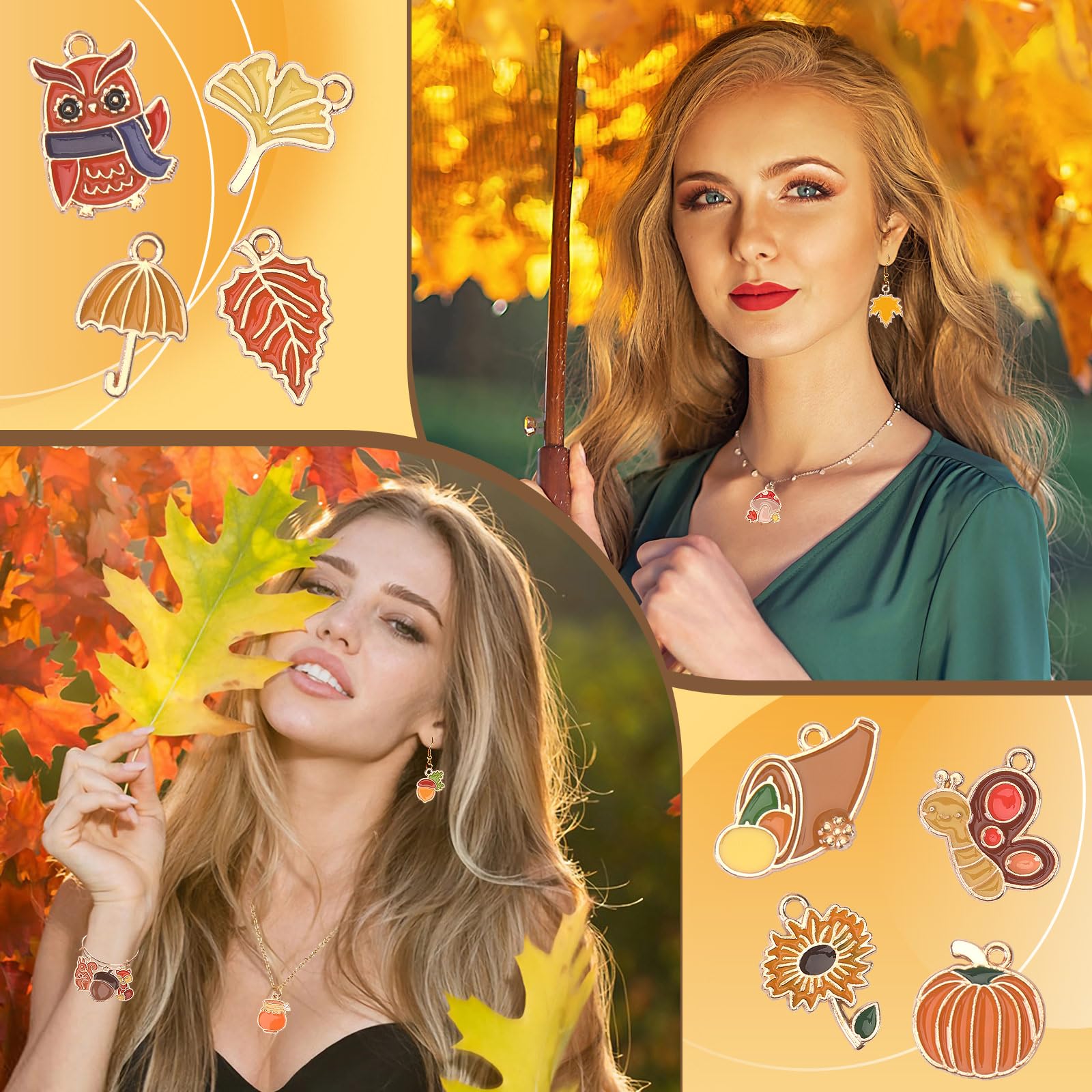 SUPERFINDINGS 40 Stück Kürbis Charms - Niedliche Herbst Anhänger Für Schmuck & Deko In Orange & Gelb