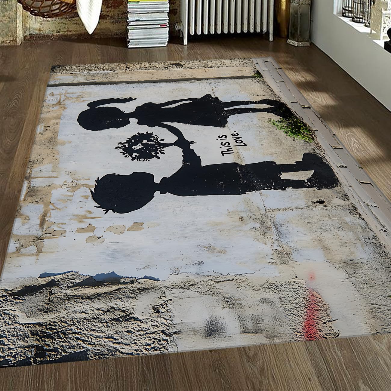 Tapis graffiti 180x240cm antidérapant et léger pour sécuriser le salon moderne
