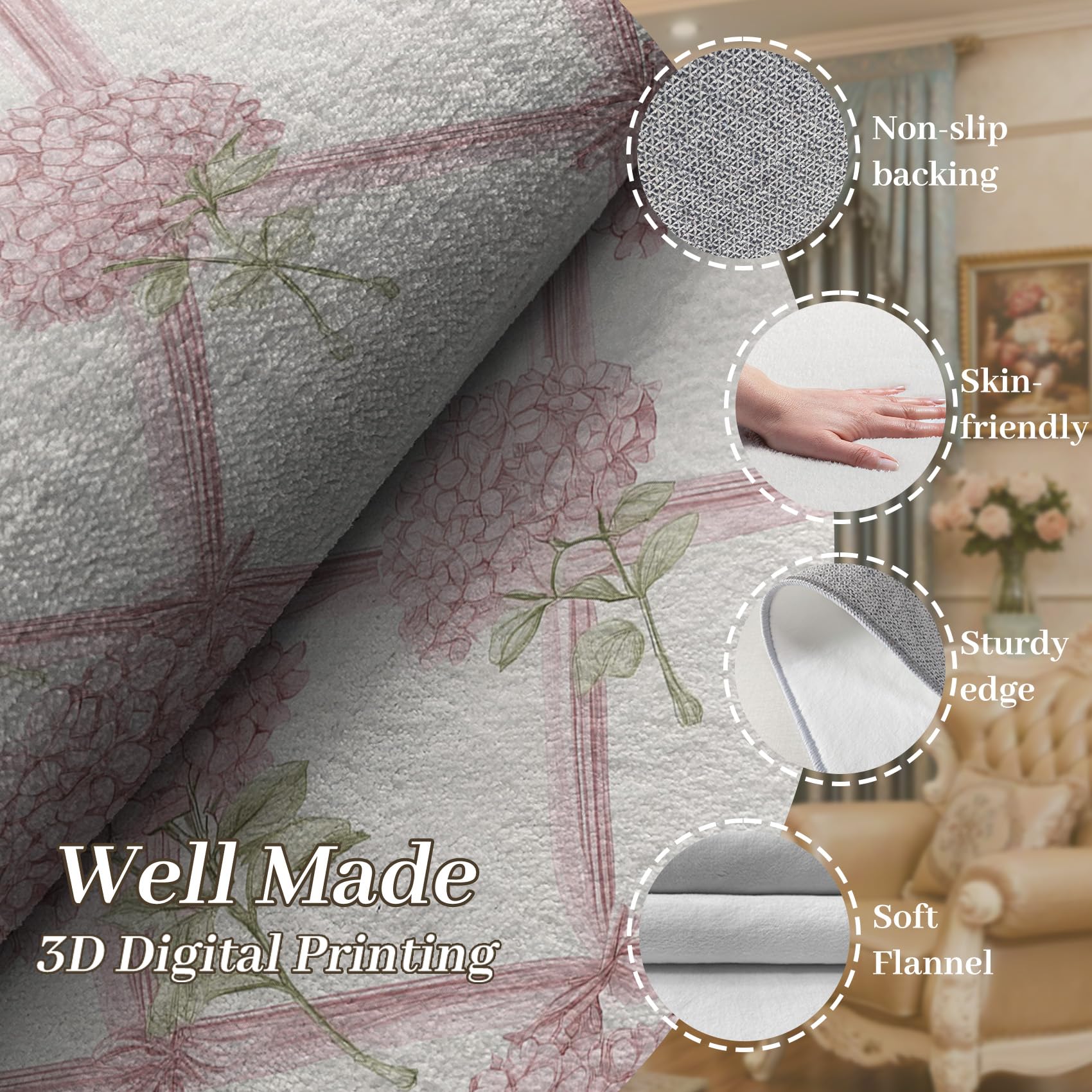 Gitter 140 x 200 cm Rutschfest & Pflegeleicht Kurzflor Wohnaccessoires für Wohnzimmer Jugendzimmer & Schlafzimmer motivfür Mädchen