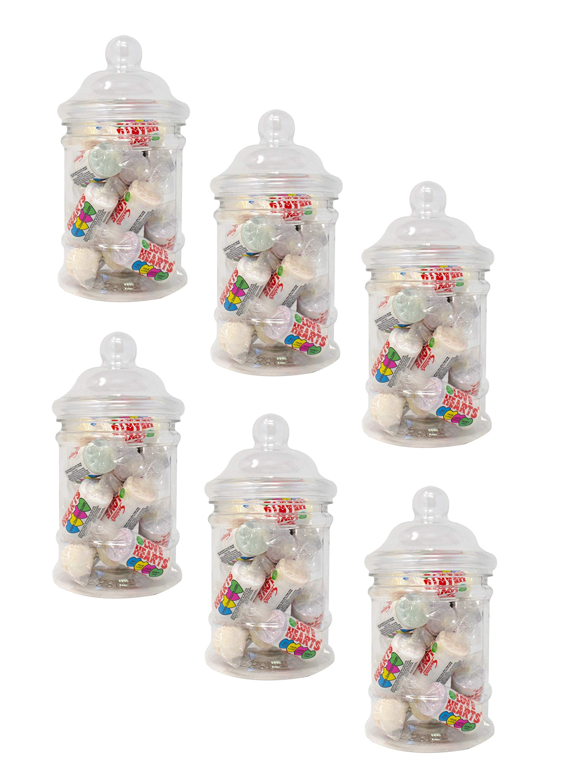 Kids Sweets Pick n mix Candy Buffet Party Victorian Style Clear Plastic Sweet Jar Holder 15cm Tall 380ml - Set of 6 Birthday wedding anniversary christening party