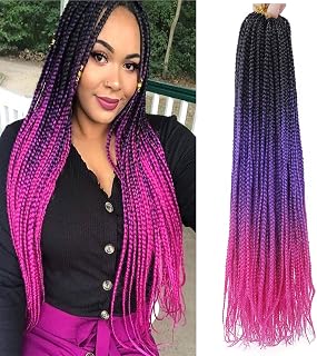 Box Braids Crochet Hair 22Inch Crochet Braids 6Packs Purple Ombre for Black Women